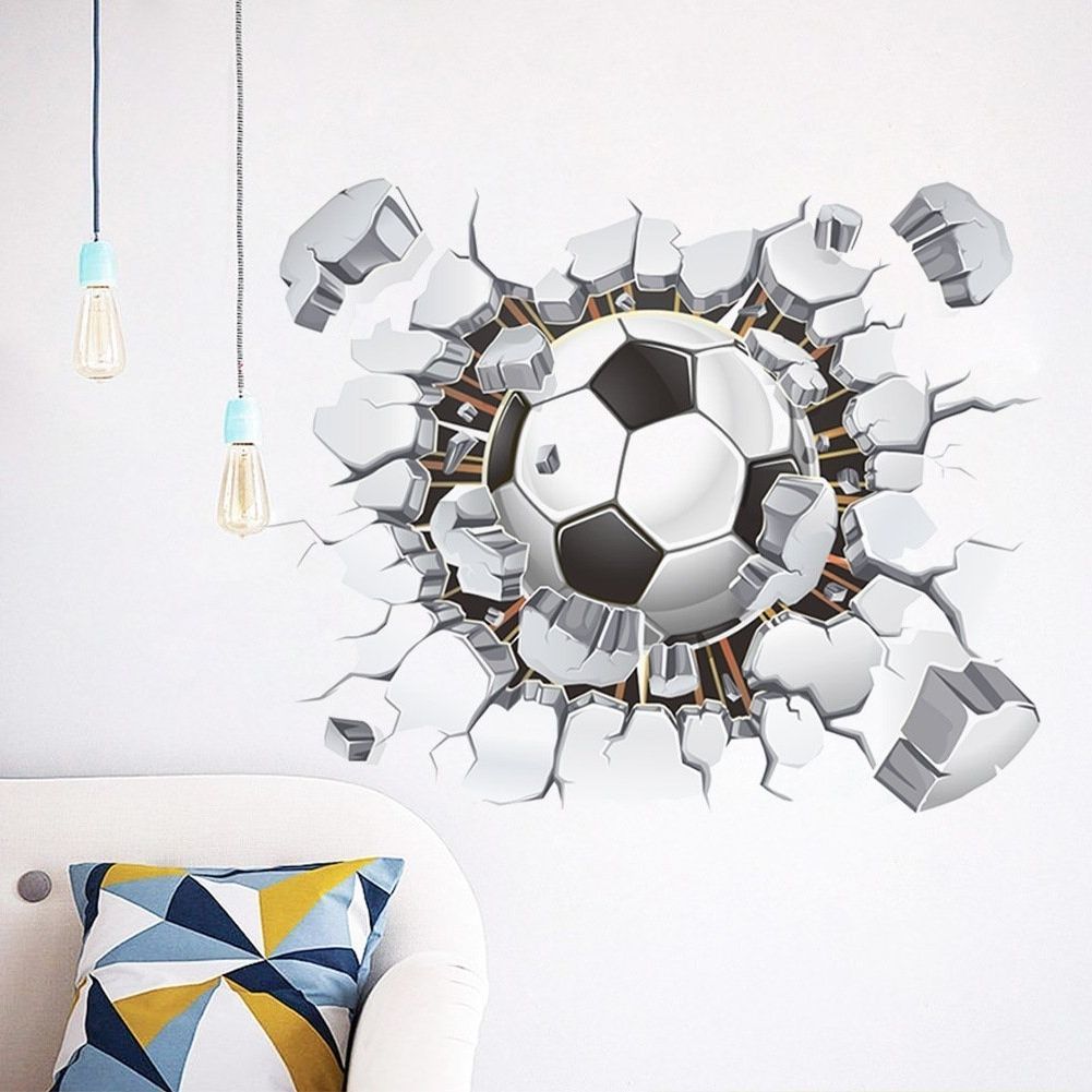 Favorite Amazon: Soccer Ball Football Broken 3d Decorative Peel Vinyl For Football 3d Wall Art (View 7 of 15)