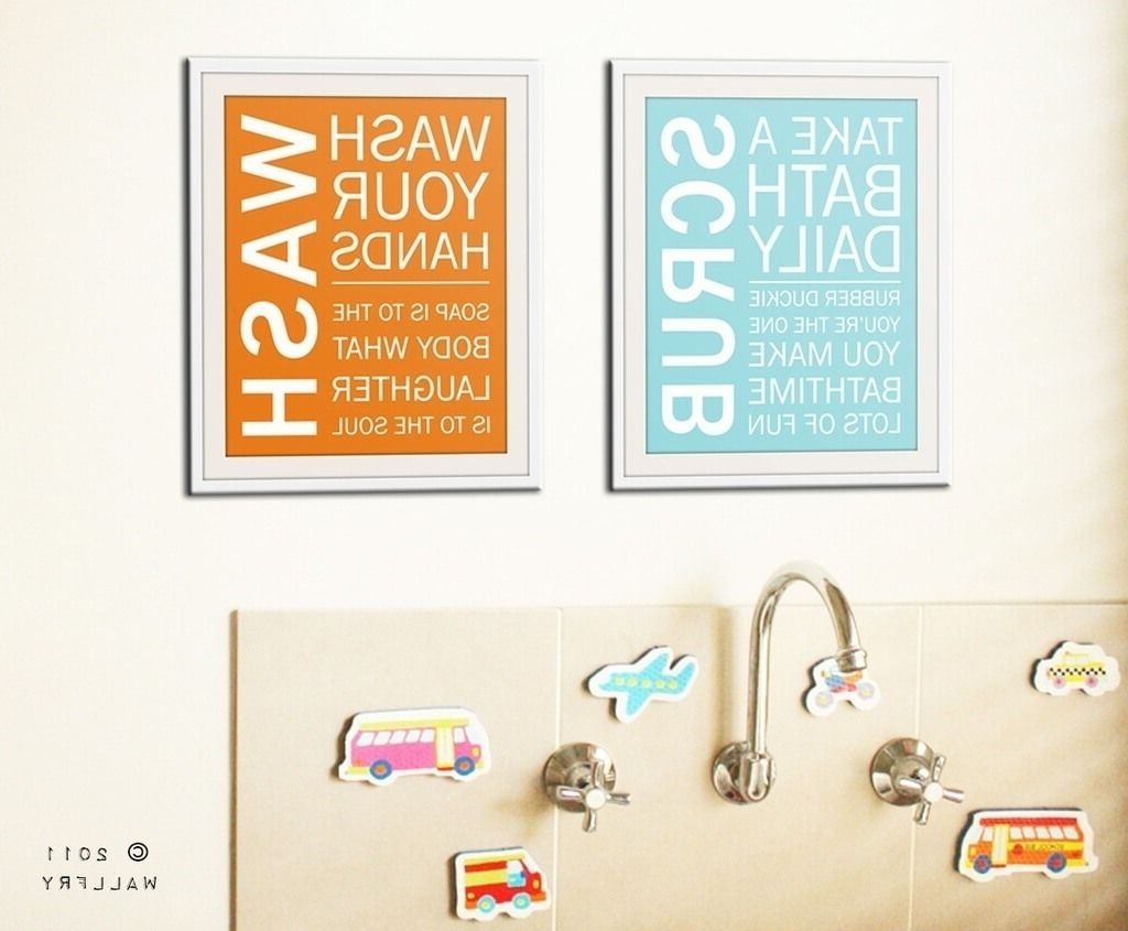 Favorite Decorating: Appealing Kids Bathroom Wall Art Prints In White Frame For Kids Bathroom Wall Art (View 9 of 15)