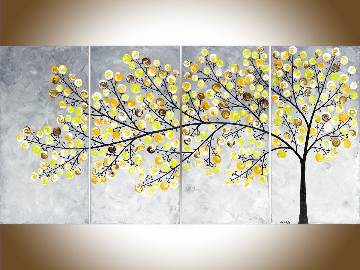 Favorite Large Yellow Wall Art Pertaining To Weeping Willowqiqigallery 48" X 24" Original Landscape Art (View 8 of 15)