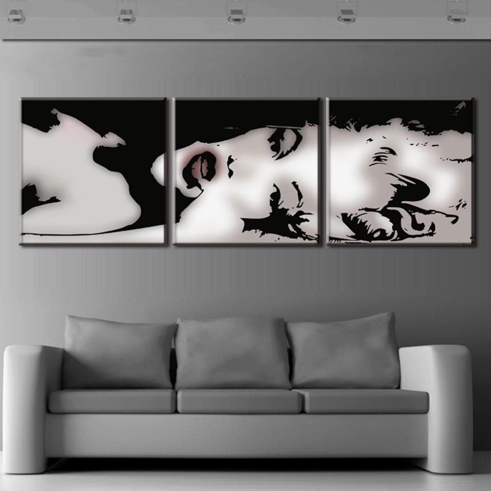 Favorite Marilyn Monroe Black And White Wall Art With Regard To 3 Pcs/set Modern Portrait Prints Painting On Canvas Black And (View 14 of 15)