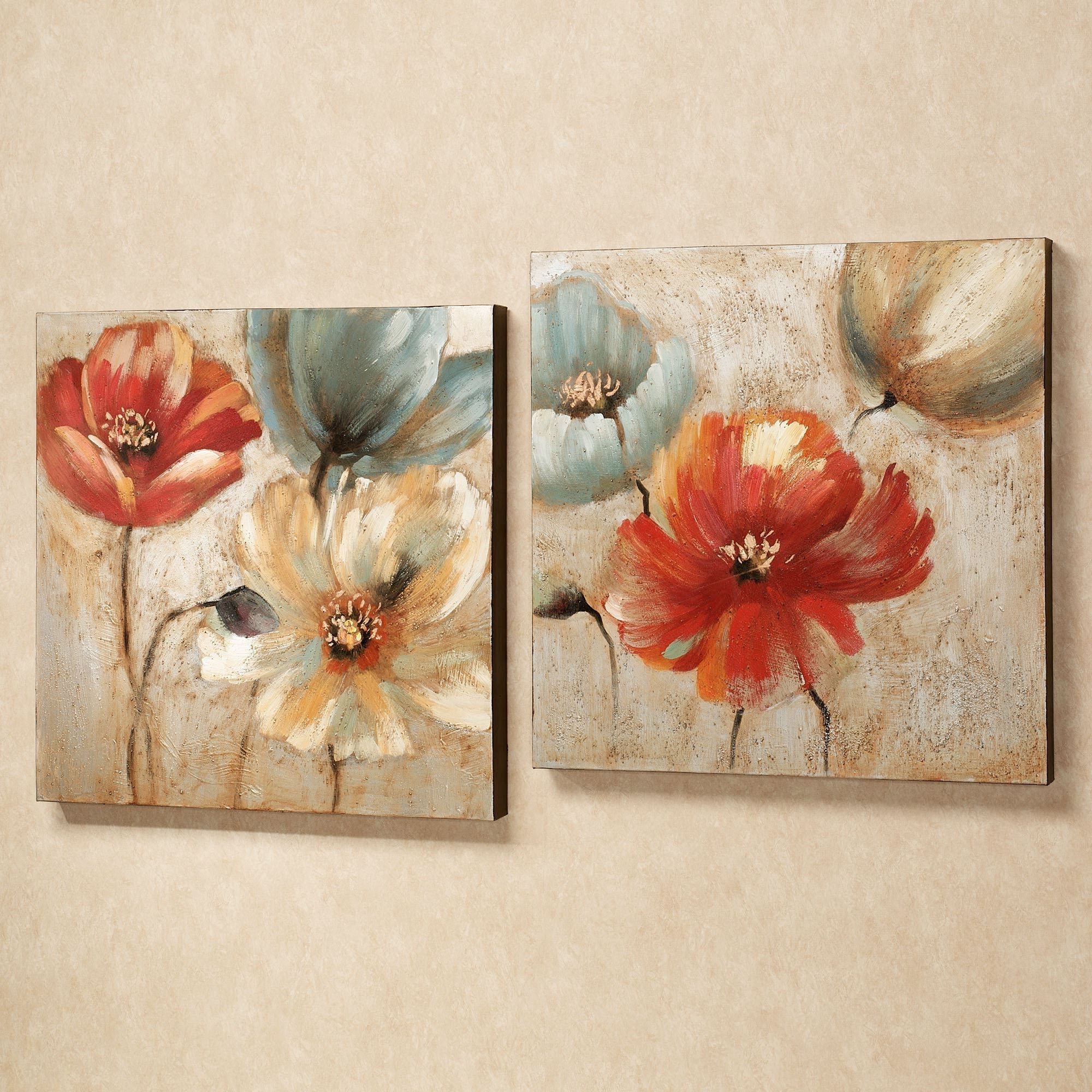 Flower Wall Art Canvas Intended For Most Up To Date Joyful Garden Floral Canvas Wall Art Set (View 2 of 15)