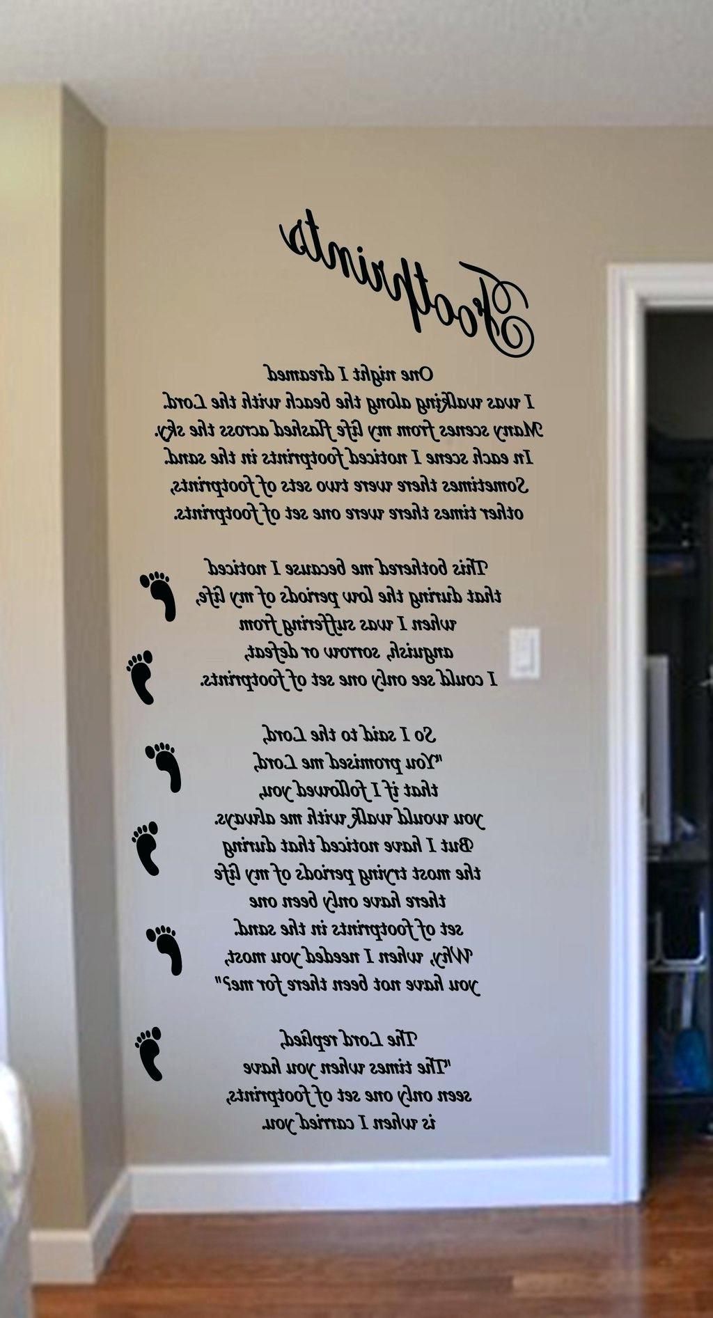 Footprints In The Sand Wall Art Throughout Well Known Wall Decal Family Quotes Footprints Prayer Wall Decal Sticker Wall (View 7 of 15)