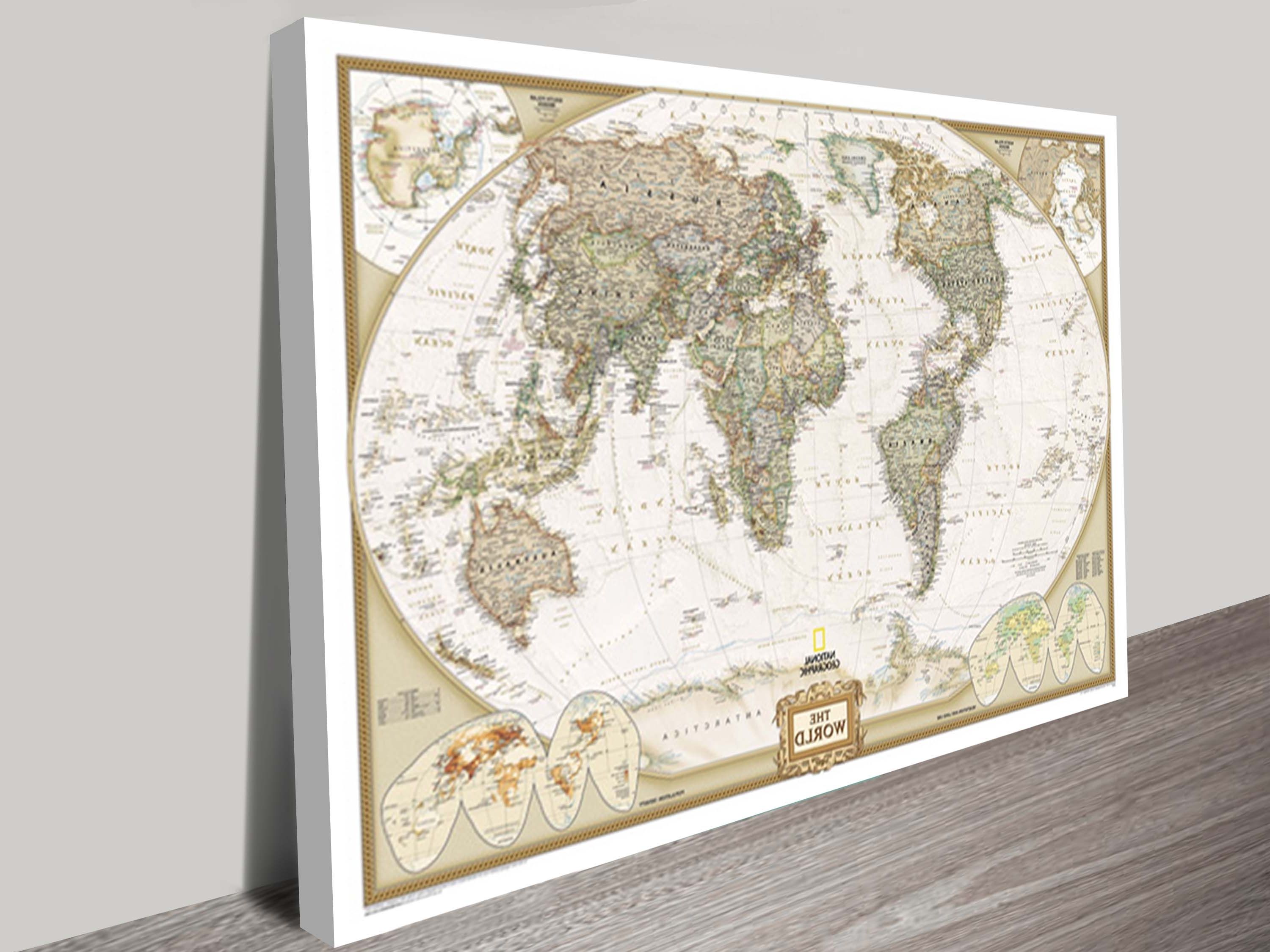 Framed World Map Wall Art Throughout Newest World Map Canvas Wall Art (View 2 of 15)