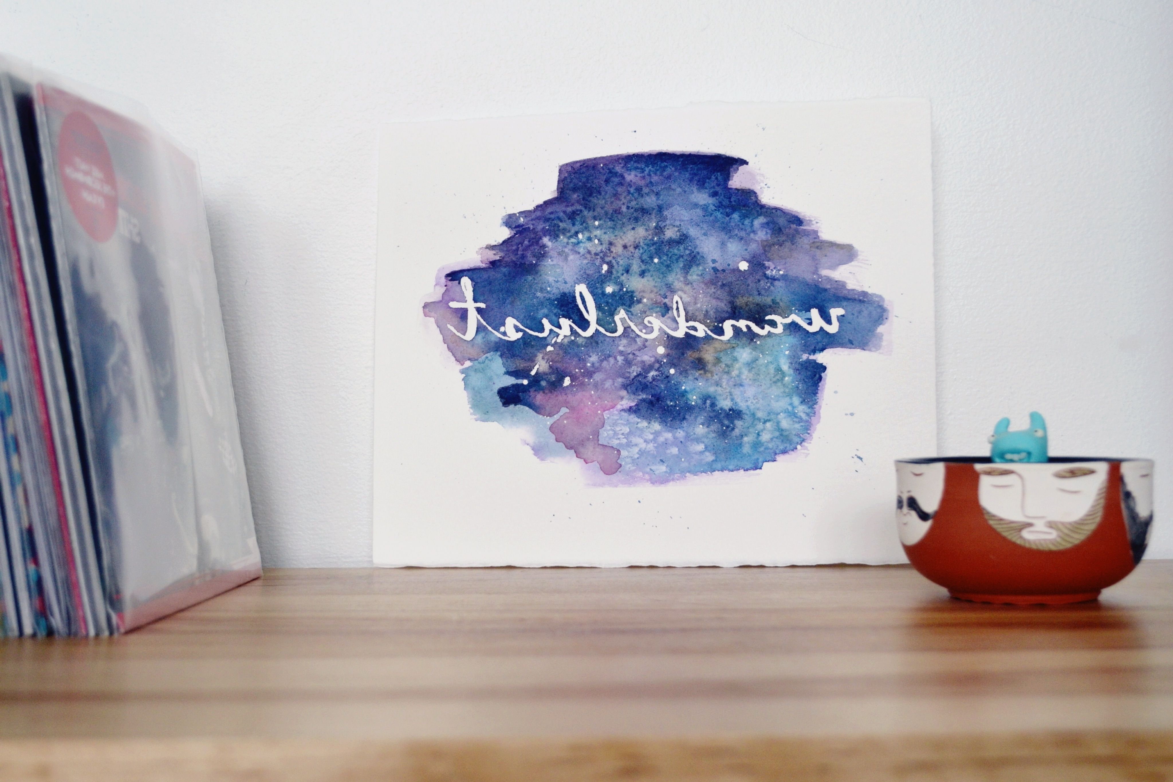 Galaxy Watercolor Wall Art With Masking Fluid Diy – Ungluedunglued For Most Recent Diy Watercolor Wall Art (View 15 of 15)