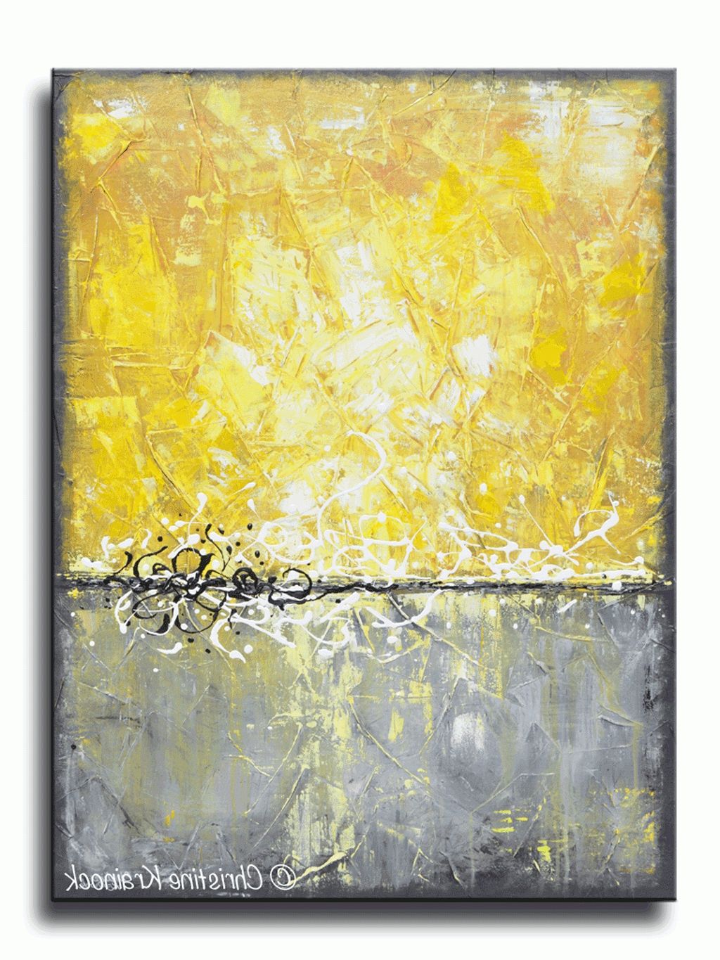 Giclee Print Art Yellow Grey Abstract Painting Canvas Prints Within Famous Yellow And Grey Wall Art (View 14 of 15)