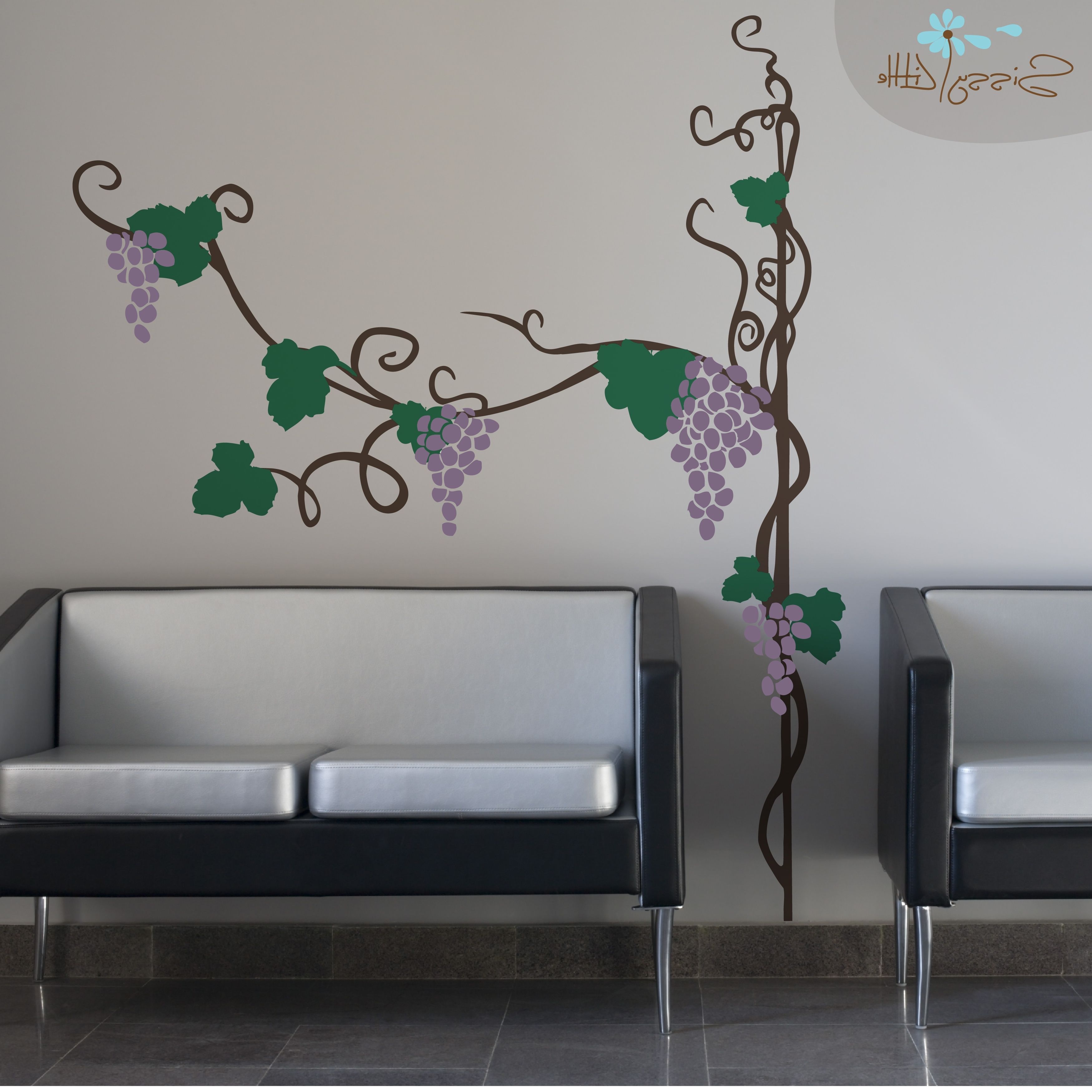 Grape Vine Wall Art Within Most Current Wall Decals: Gorgeous Grape Vine Wall Decals. Grape Vine Wall Decals (View 2 of 15)