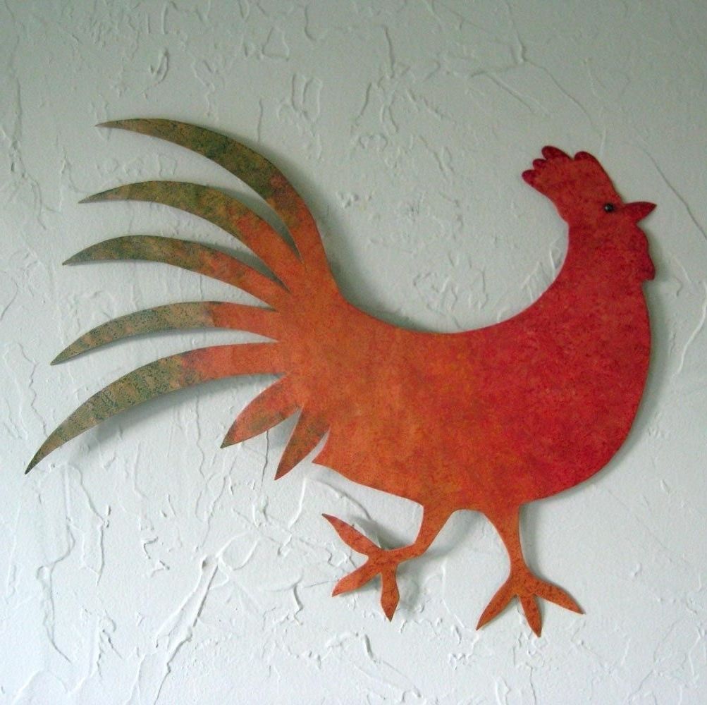 Hand Crafted Handmade Upcycled Metal Rooster Wall Art Sculpture Within Most Popular Metal Rooster Wall Decor (View 9 of 15)