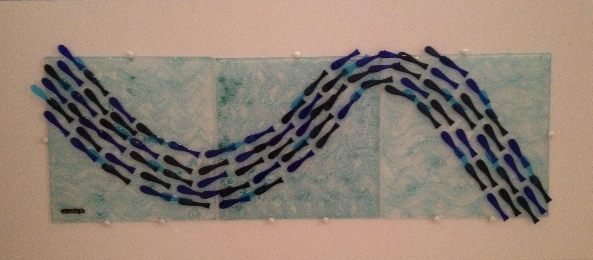 Hand Made Wall Decor Fused Glass Fish In The Sea (3 Tiles)aval Regarding Latest Fused Glass Fish Wall Art (View 10 of 15)