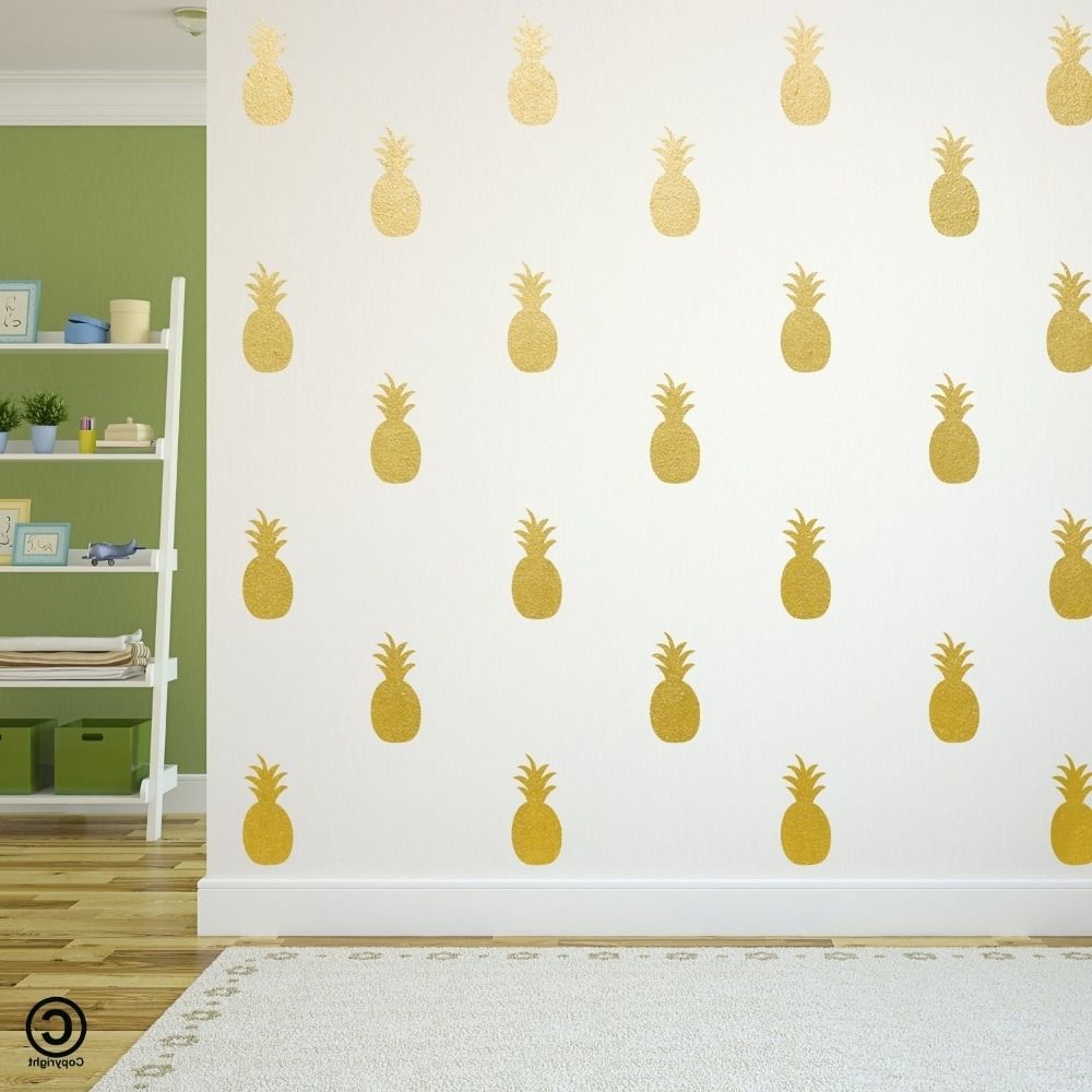 High Quality 5x10cm Pineapple Set Wall Decal Home Decor Vinyl For Most Recent Gold Wall Art Stickers (View 10 of 15)
