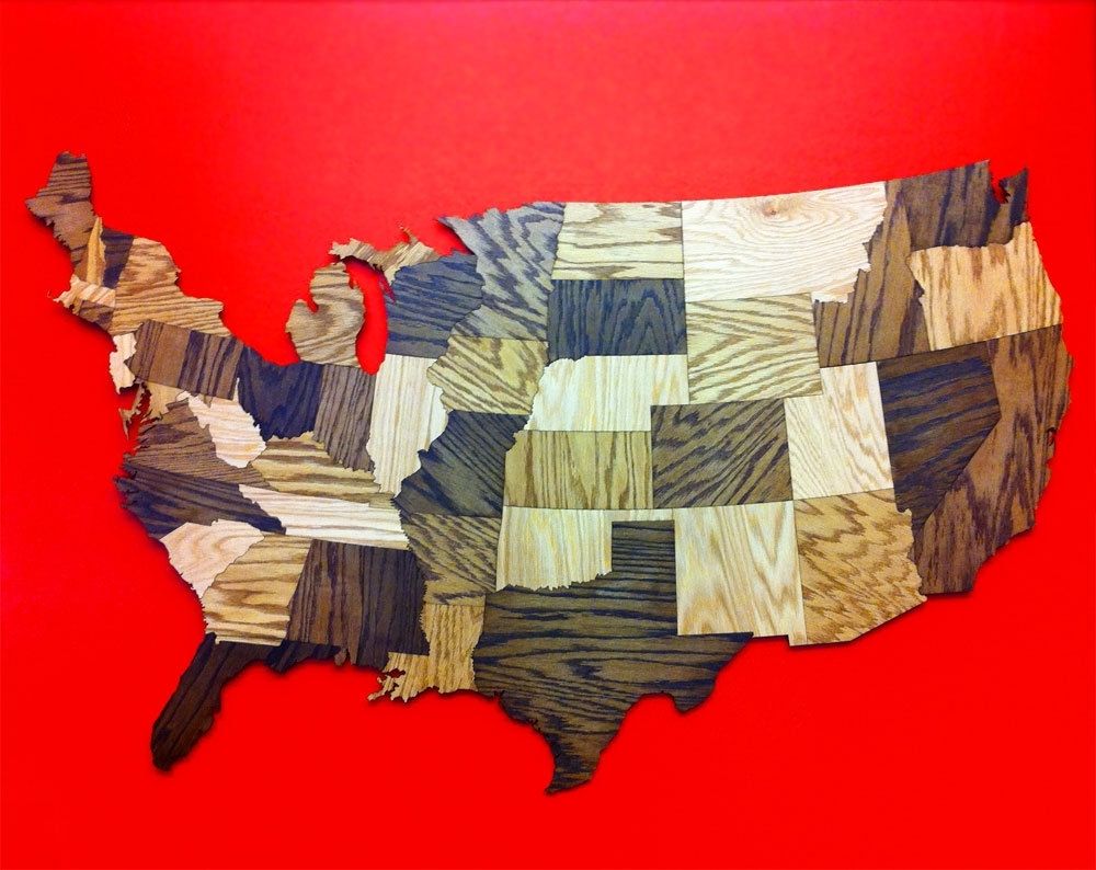 Huge 6' Wood Usa Map Puzzle, Jigsaw Puzzle, Geography, Rustic With Latest United States Map Wall Art (View 8 of 15)
