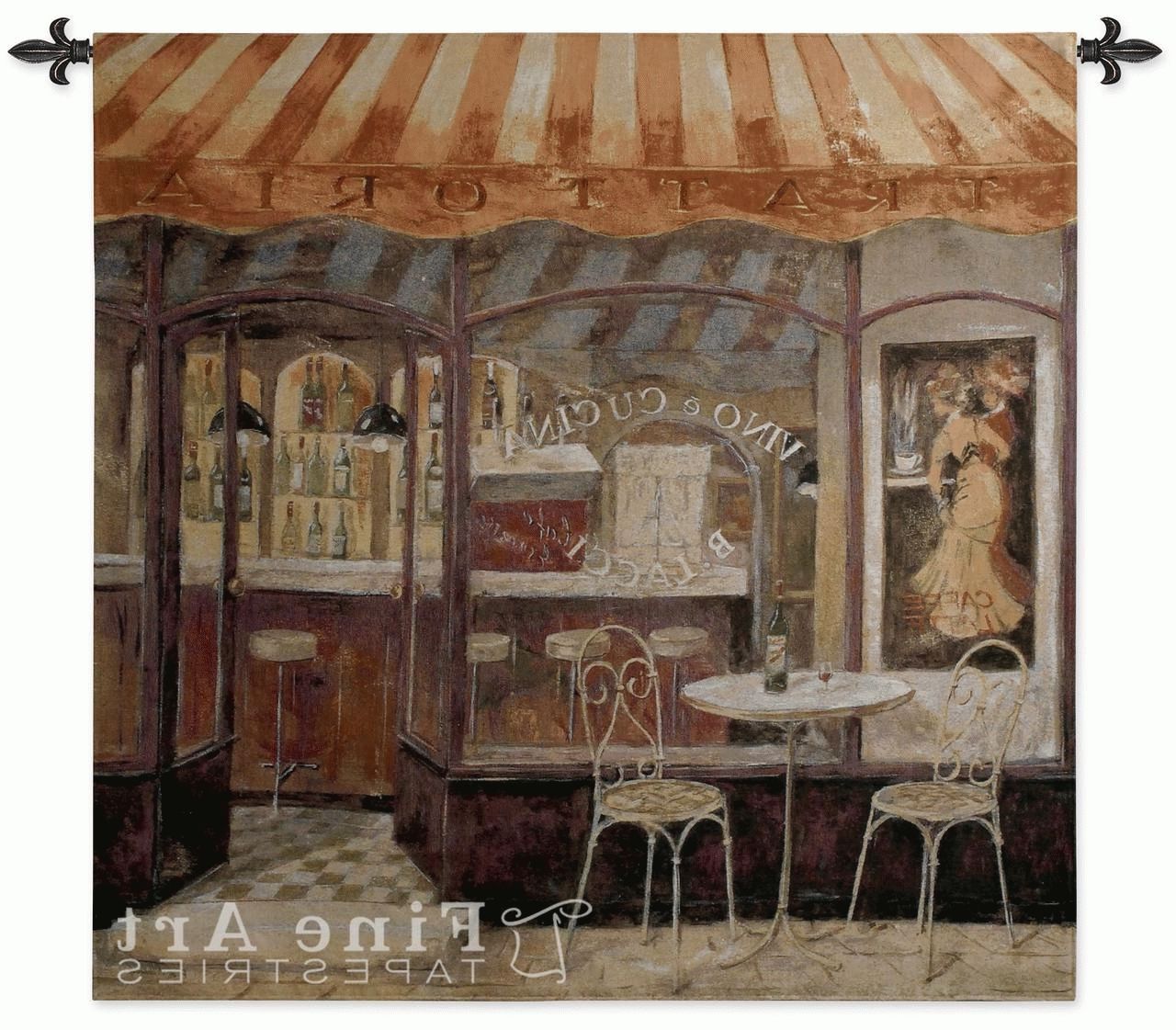 Italian Cafe Tapestry Wall Hanging – City Stret Scene, H53" X W53" For Most Popular Italian Cafe Wall Art (View 2 of 15)