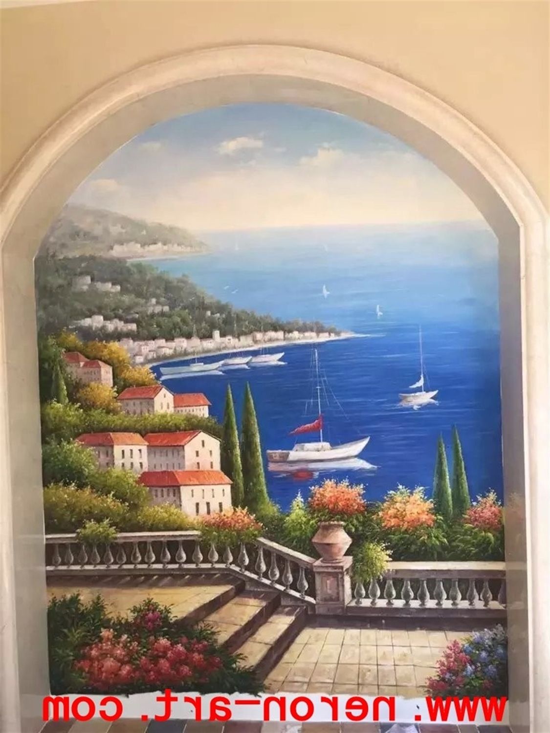 Italian Landscape Wall Muralneron Art Pertaining To Widely Used Italian Art Wall Murals (View 15 of 15)