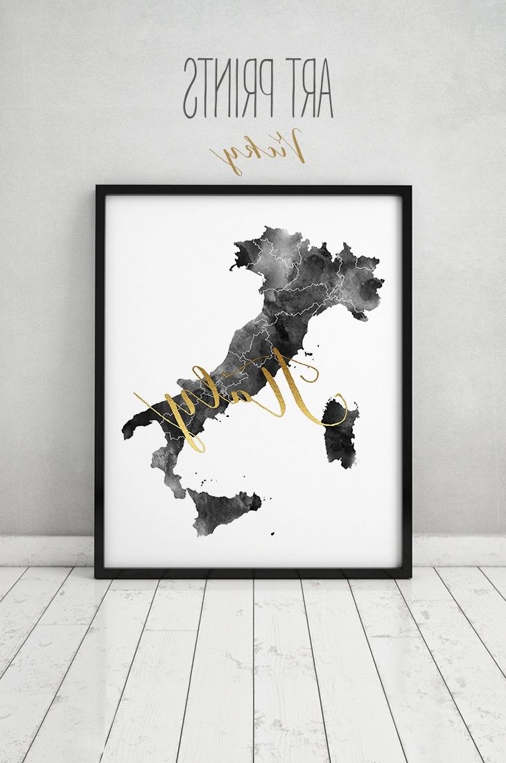 Italy Watercolor Map, Italy Print, Poster, Italy Wall Art, Italy In Well Liked Italian Wall Art Stickers (View 7 of 15)
