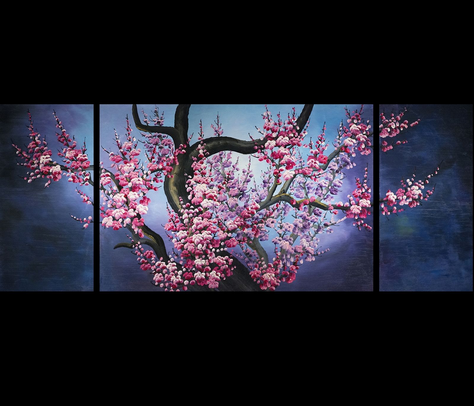 Japanese Cherry Blossom Painting Abstract Art Canvas Wall Art Regarding Well Known Japanese Wall Art Panels (View 2 of 15)