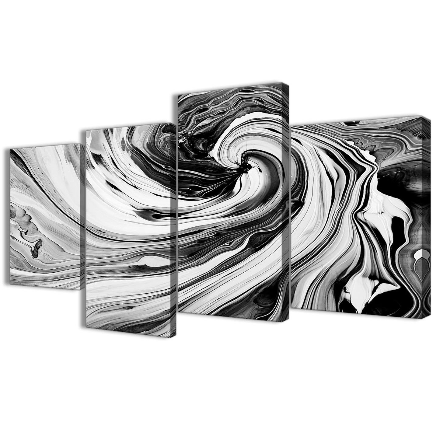 Latest Large Black White Grey Swirls Modern Abstract Canvas Wall Art For Grey Abstract Canvas Wall Art (View 5 of 15)