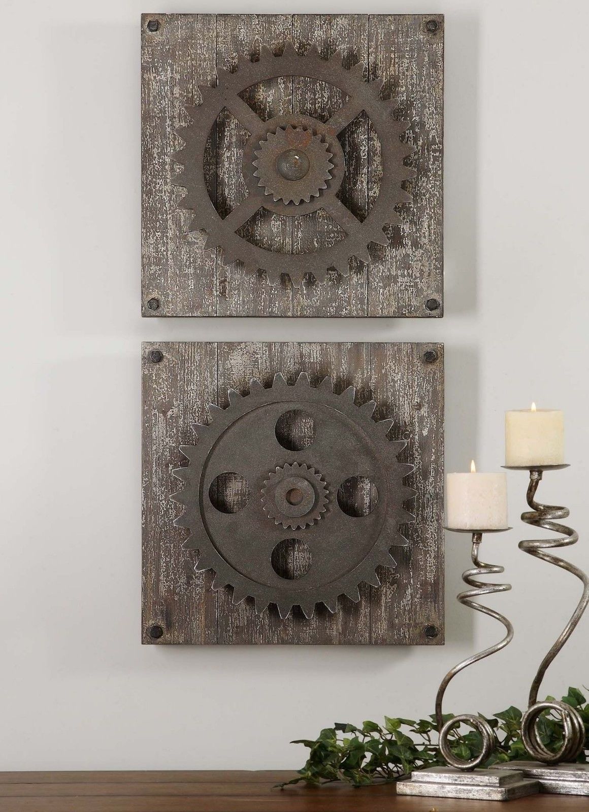 Latest Urban Industrial Loft Steampunk Decor Rusty Gears Cogs 3d Wall Art Pertaining To Vintage Industrial Wall Art (View 11 of 15)