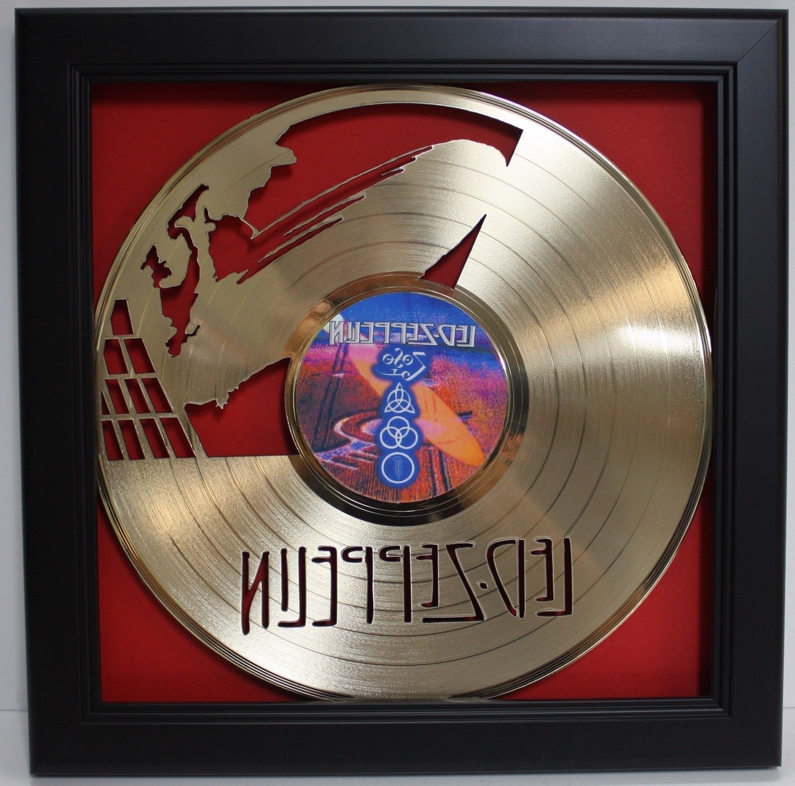 Led Zeppelin Wall Art Throughout Current Led Zeppelin Framed Laser Cut Gold Plated Vinyl Record Shadowbox (View 9 of 15)