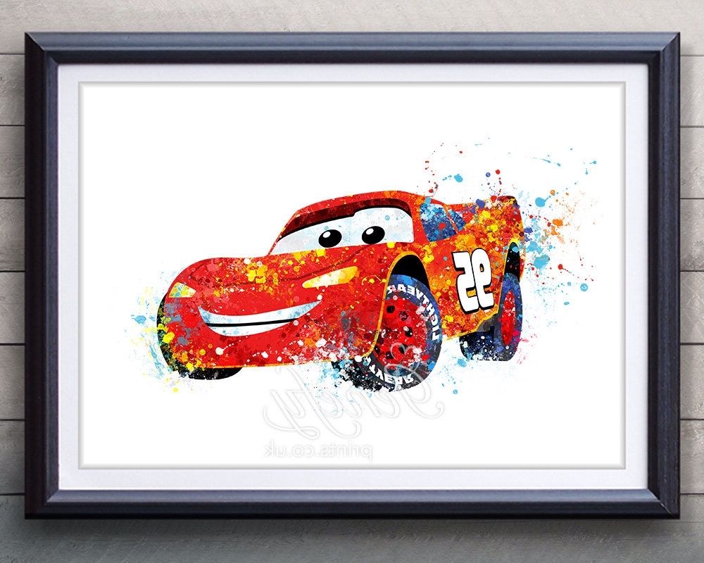 Lightning Mcqueen Wall Art Throughout Most Current Disney Pixar Cars Lightning Mcqueen Watercolor Poster Print – Wall (View 4 of 15)