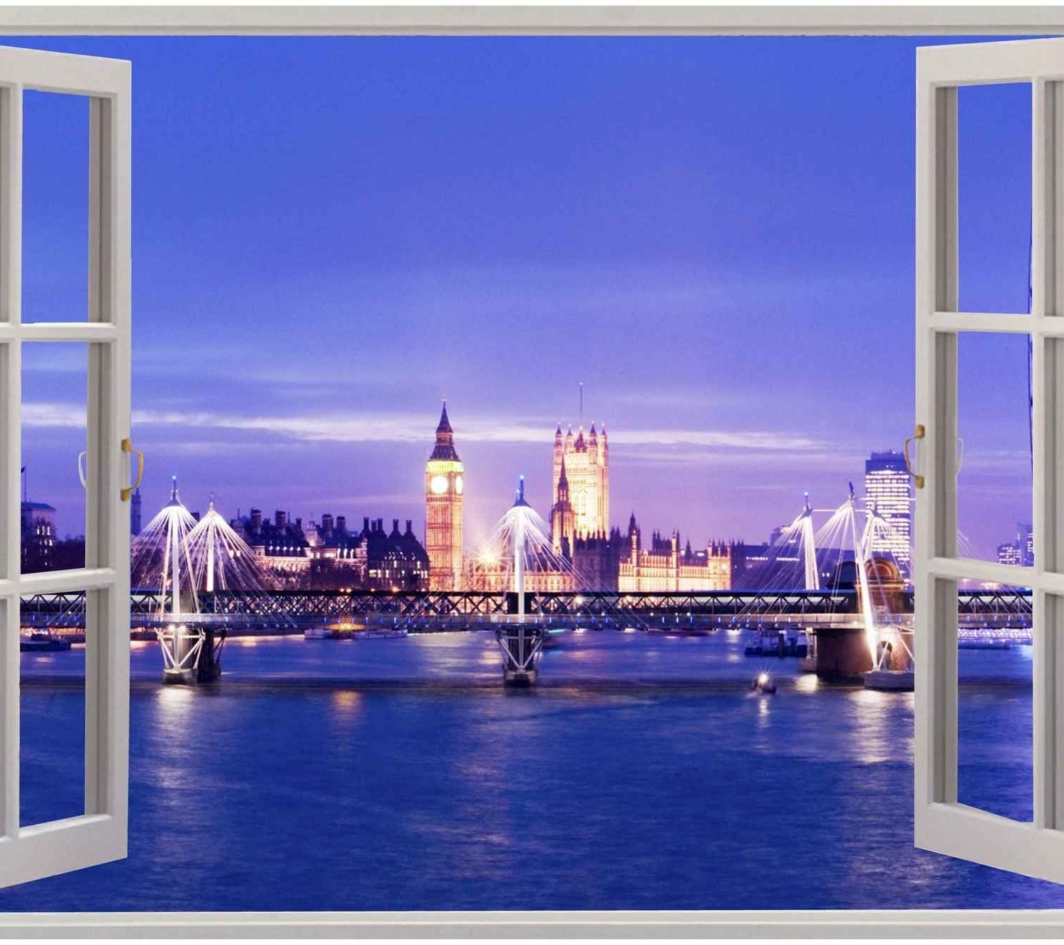 London Scene Wall Art For Widely Used Window London View Wall Stickers Film Mural Art Decal Wallpaper (View 5 of 15)