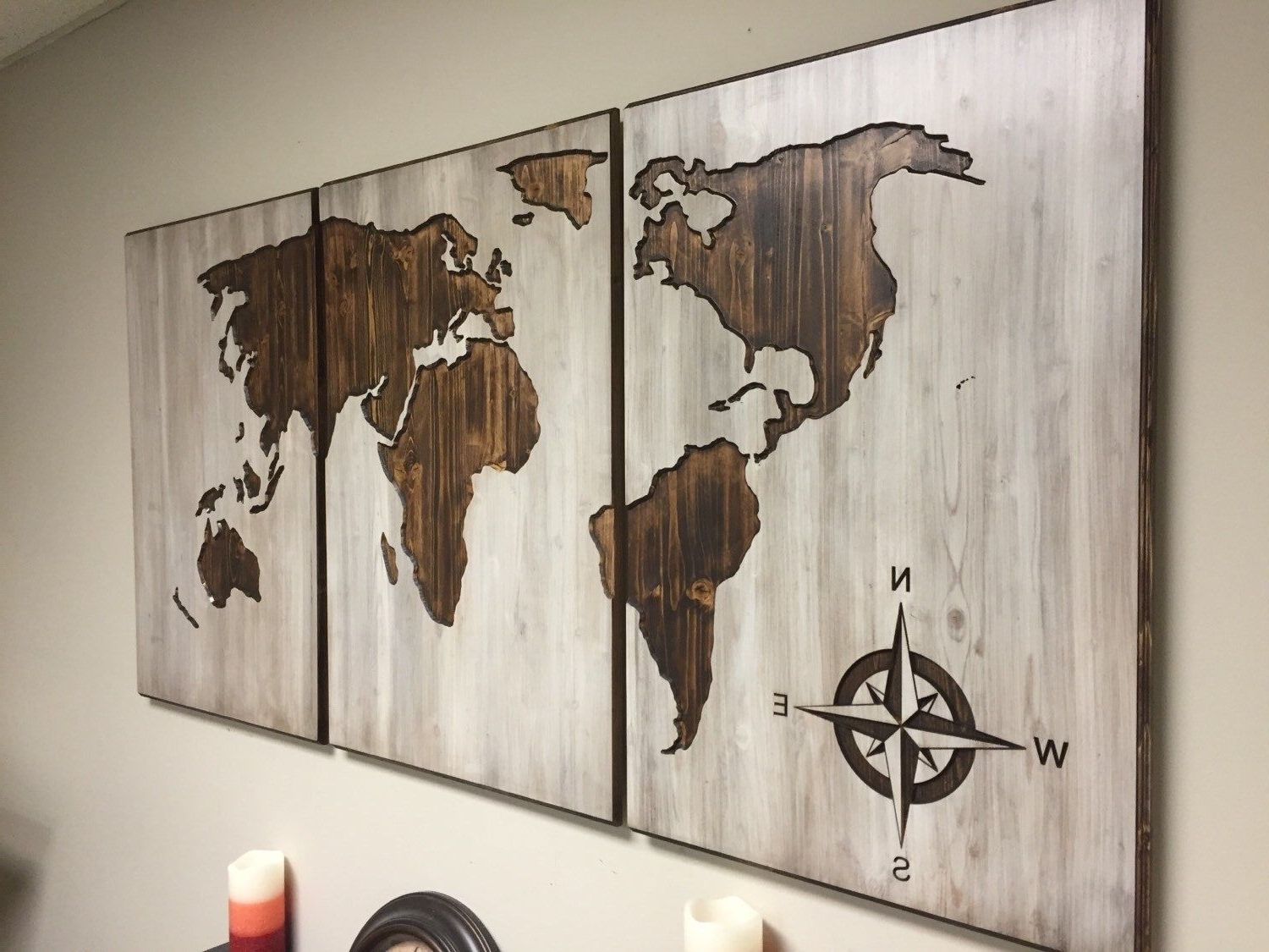 Map Wall Art Throughout Most Current Decor Tips: Traditional 3 Piece World Map Wall Art For Alluring (View 2 of 15)