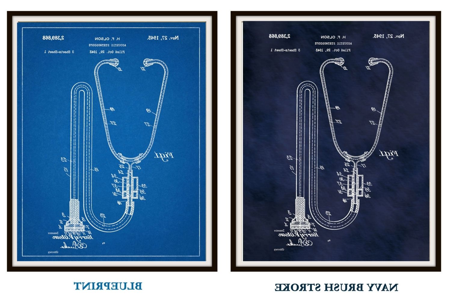Medical Wall Art Regarding Latest Patent 1945 Acoustic Stethoscope Art Print – Doctors Office (View 10 of 15)