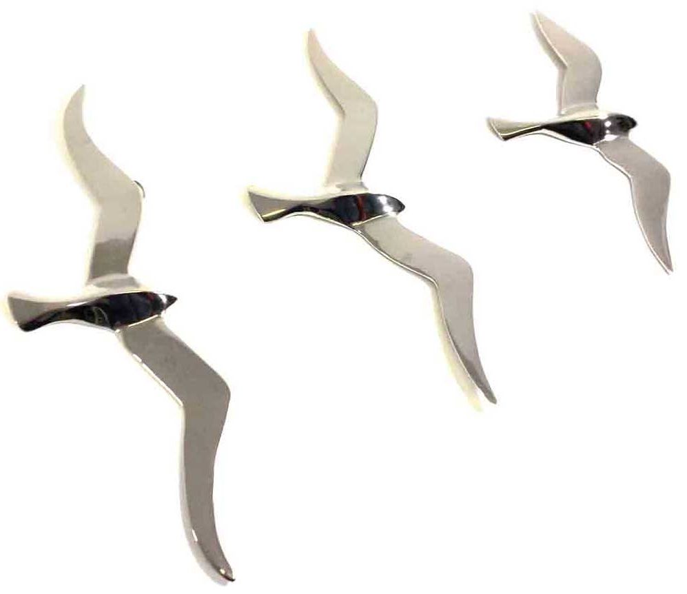 Metal Flying Birds Wall Art 3 Seagulls (View 8 of 15)