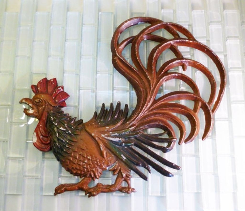 Metal Rooster Wall Decor With Regard To Trendy Wooden Rooster Wall Decor (View 1 of 15)