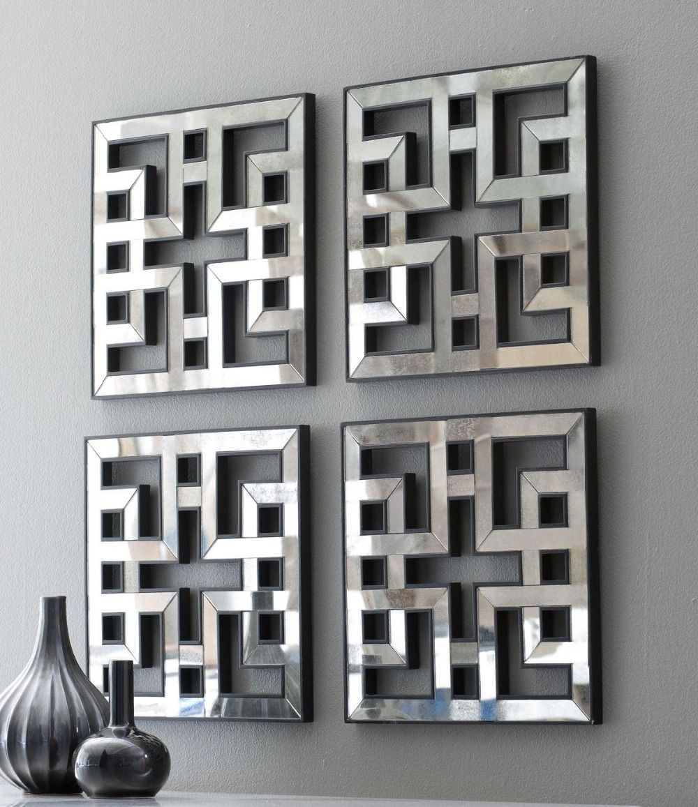 Mirrored Wall Decor Fretwork Square Mirror Framed Wall Art D F1308 For Well Liked Contemporary Mirror Wall Art (View 4 of 15)