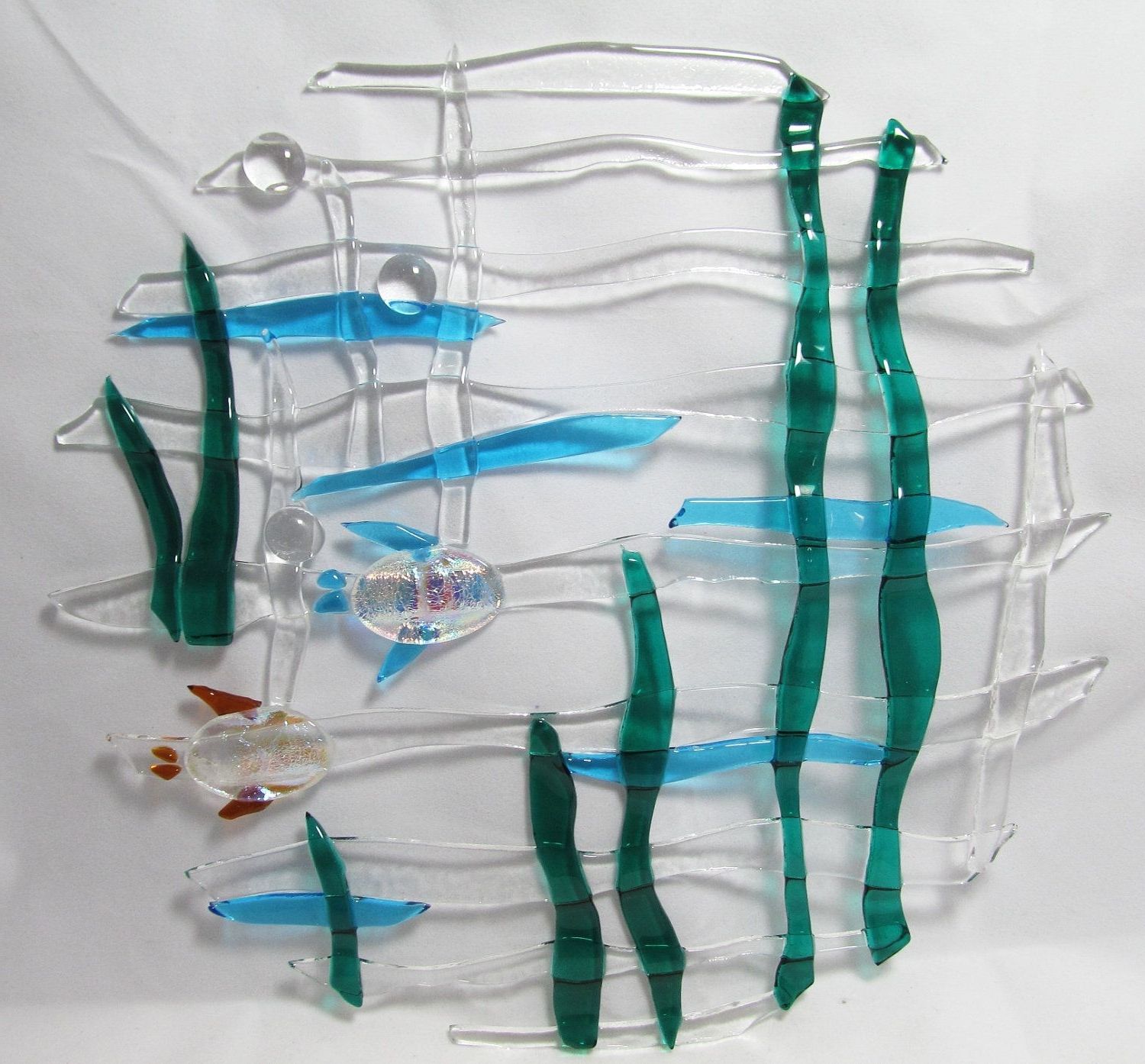 Most Current Fused Glass Fish Wall Art Pertaining To Fused Glass Art, Wall Hanging, Fish In The Sea, 10" Tack Fused (View 2 of 15)