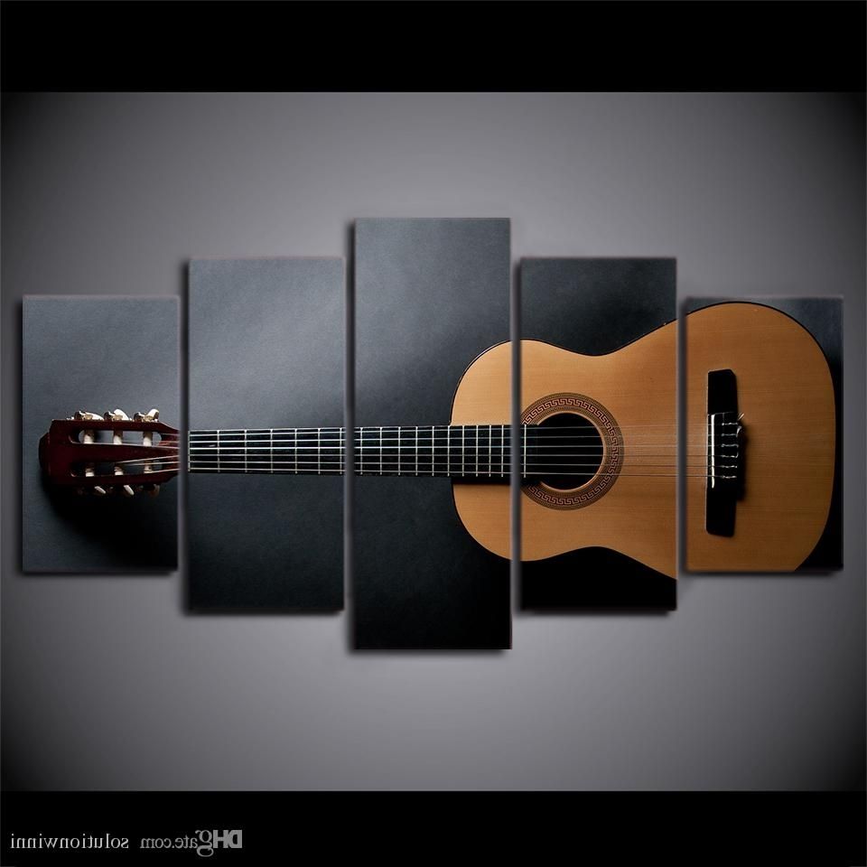 Most Current Guitar Canvas Wall Art Intended For Framed Hd Printed Music Guitar Painting Wall Art For Kid Room (View 11 of 15)