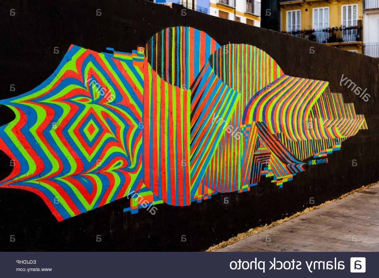 Most Popular Colorful Abstract Lines On The Public Wall, Art Or Graffiti Within Abstract Graffiti Wall Art (View 8 of 15)