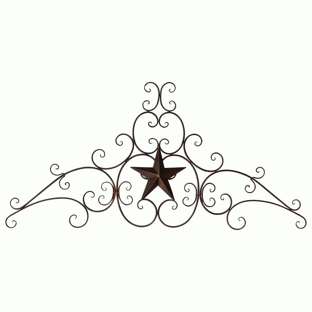 Most Popular Iron Scroll Wall Art Within Metal Star & Scroll Wall Hanging (View 14 of 15)