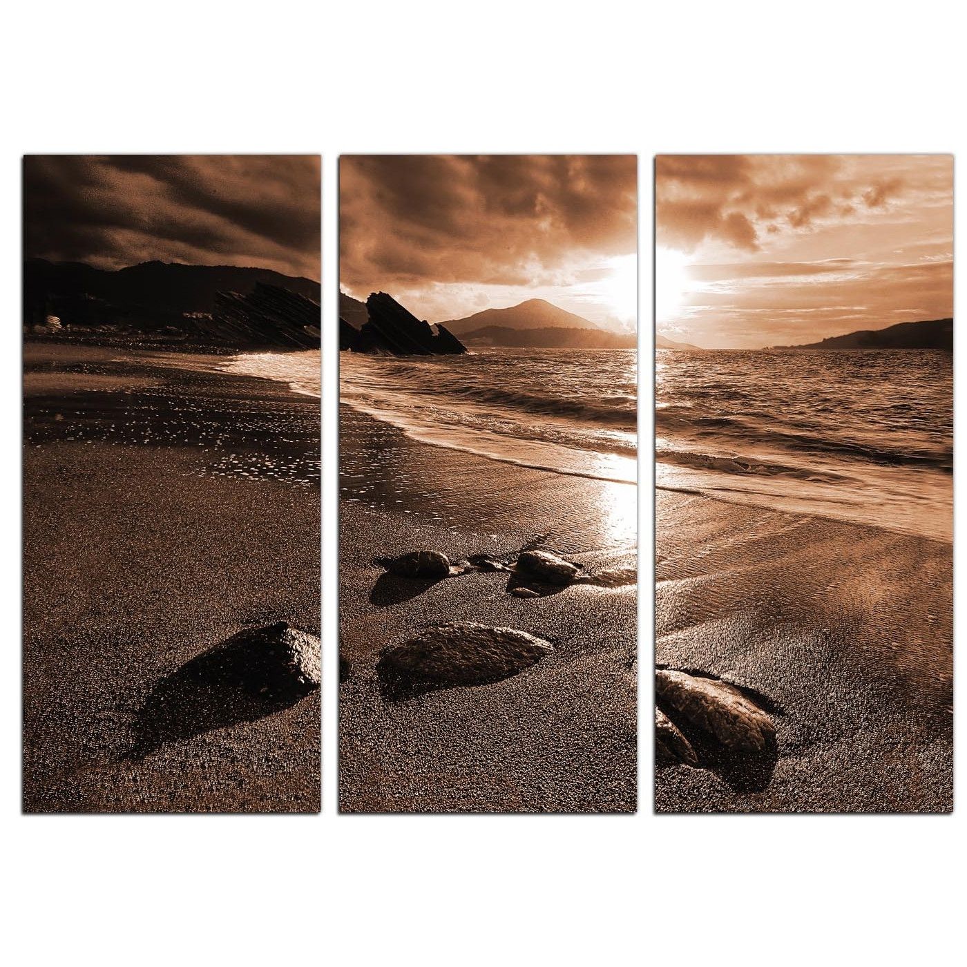 Most Recent 3 Set Canvas Wall Art With Regard To Beach Sunset Canvas Art Set Of 3 For Your Hallway (View 8 of 15)