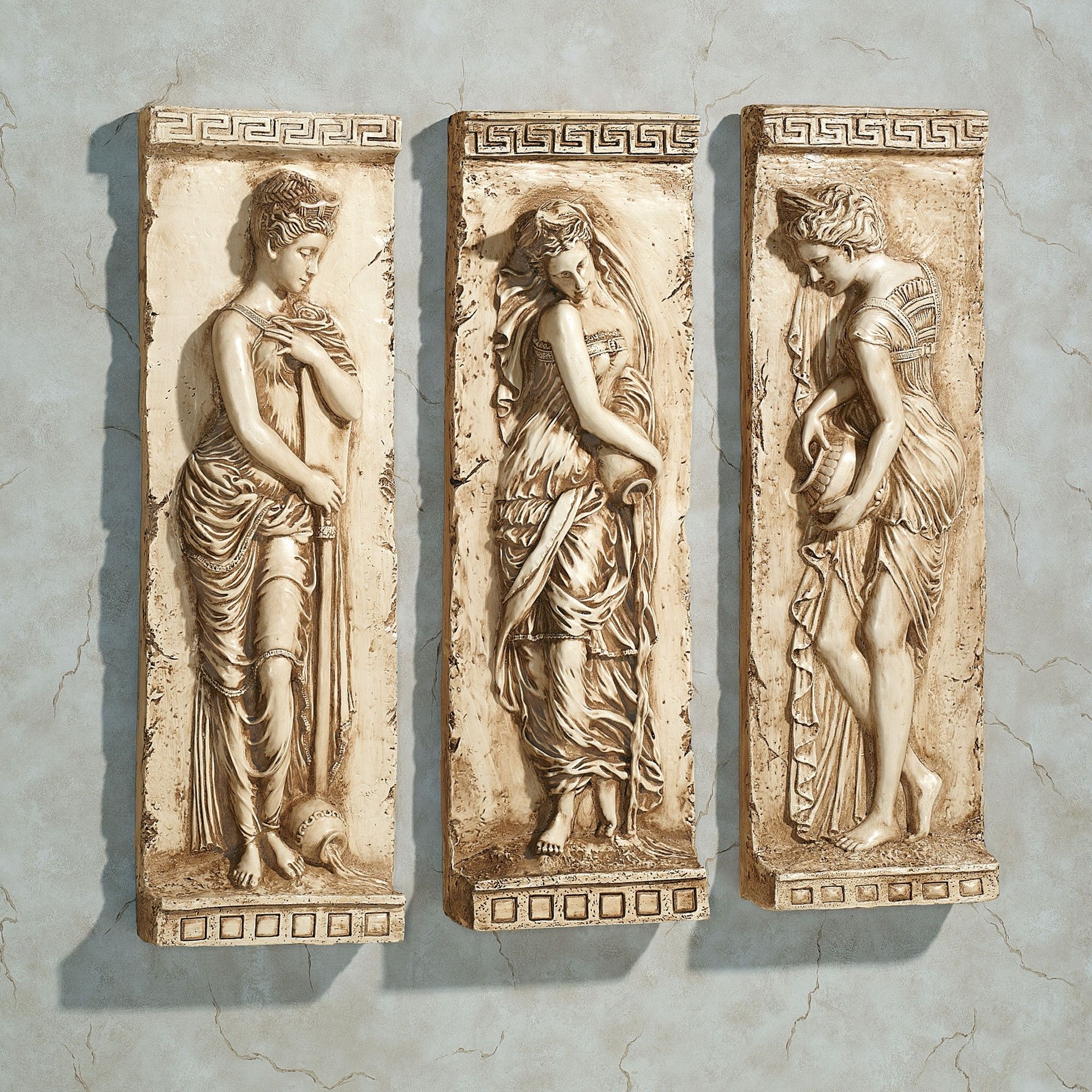 Most Recent Ancient Greek Wall Art Within Wall Art Decor: Marvelous Carving Greek Wall Art Pure Gold (View 1 of 15)
