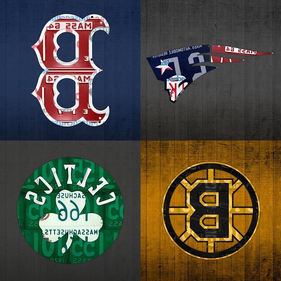 Most Recent Boston Sports Fan Recycled Vintage Massachusetts License Plate Art Regarding Boston Red Sox Wall Art (View 1 of 15)