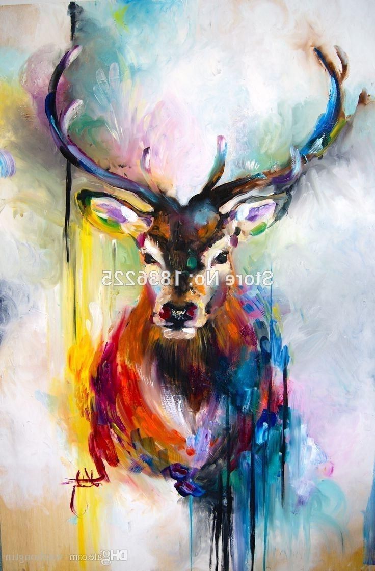 Most Recent Online Cheap Colorful Bright Color Canvas Wall Art Deer Abstract Pertaining To Bright Abstract Wall Art (View 5 of 15)