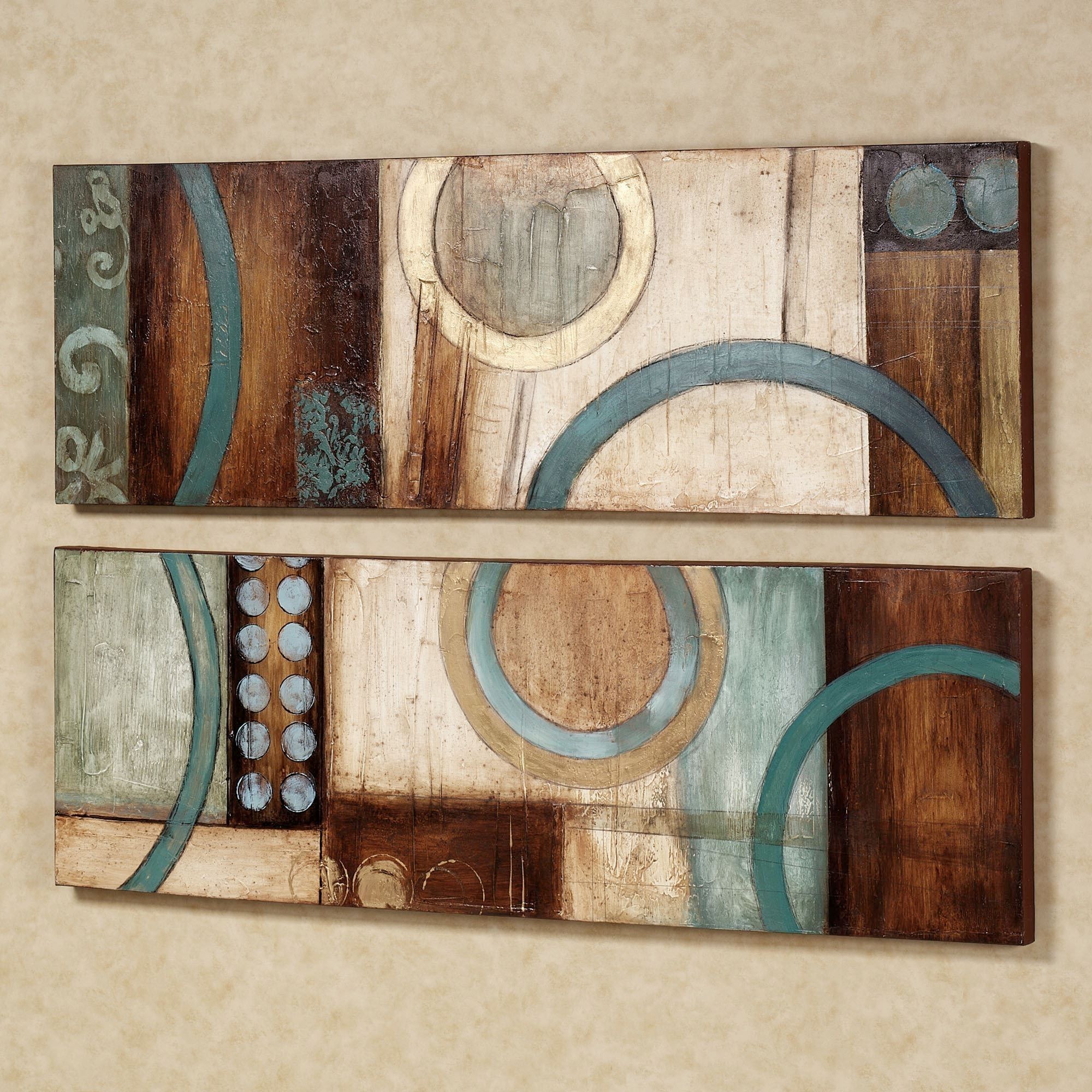 Most Recent Turquoise And Brown Wall Art In Lavare Canvas Wall Art Set (View 1 of 15)