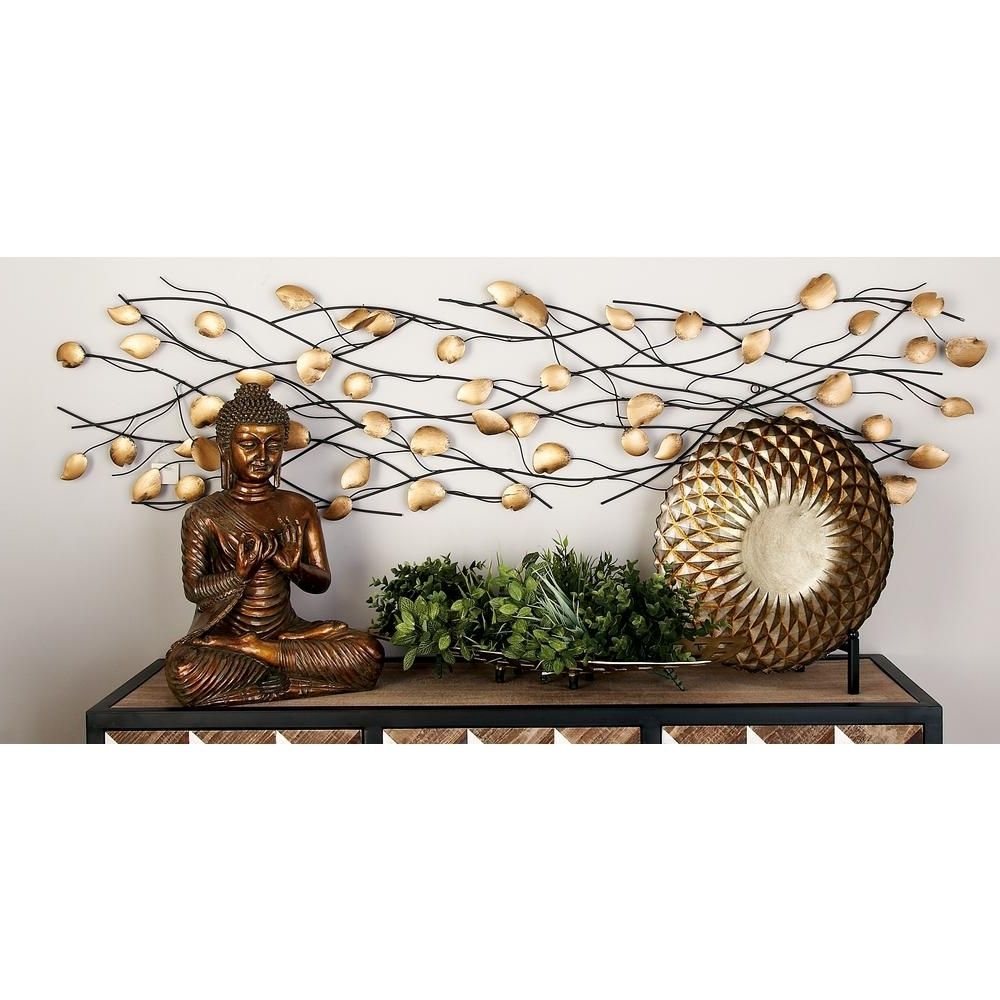 Most Recently Released Contemporary Iron Black And Beige Abstract Leaves On Branches Wall In Abstract Leaves Wall Art (View 14 of 15)