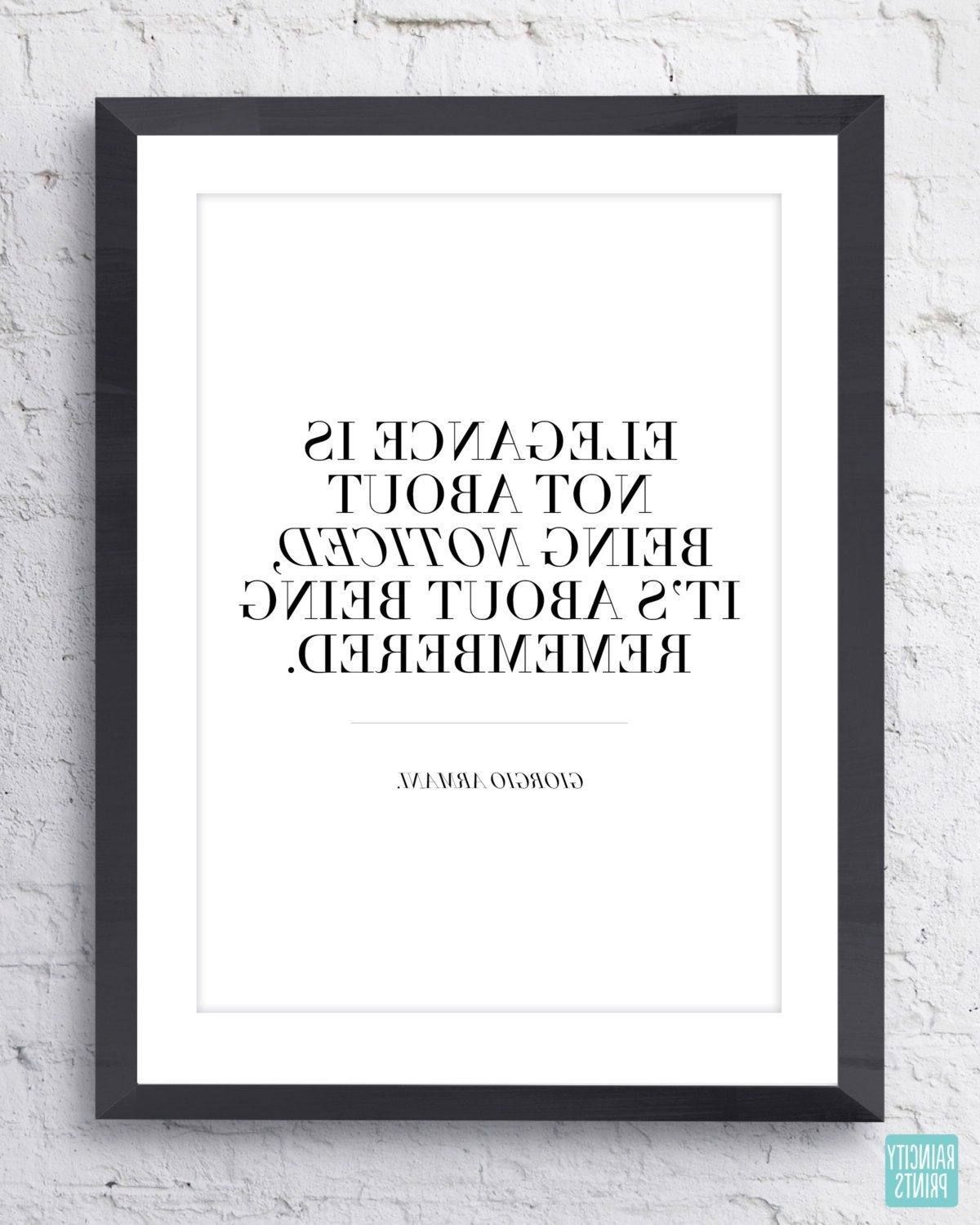 Most Recently Released Giorgio Armani Elegance Quote. Typographic Print (View 10 of 15)