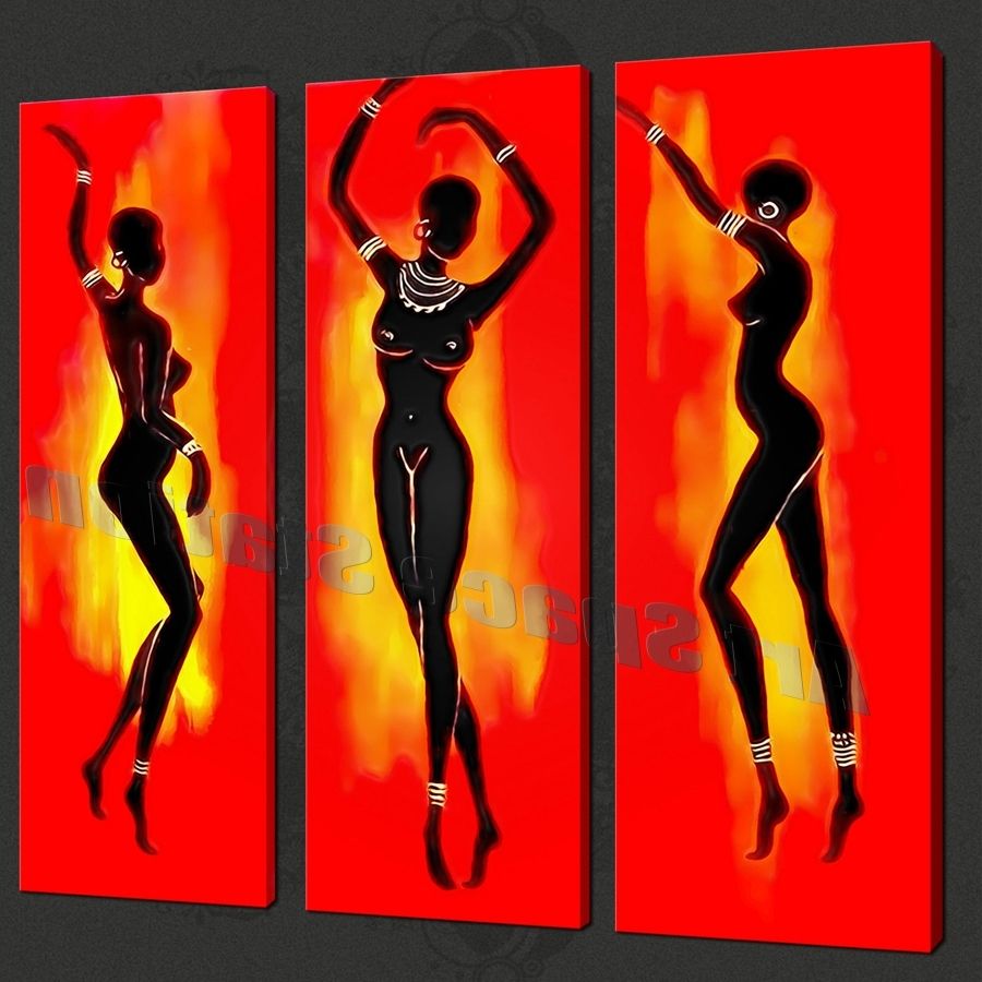 Most Recently Released Large Wall Art Abstract Modern Black African Dancer 3 Panels Hand Within Abstract African Wall Art (View 1 of 15)
