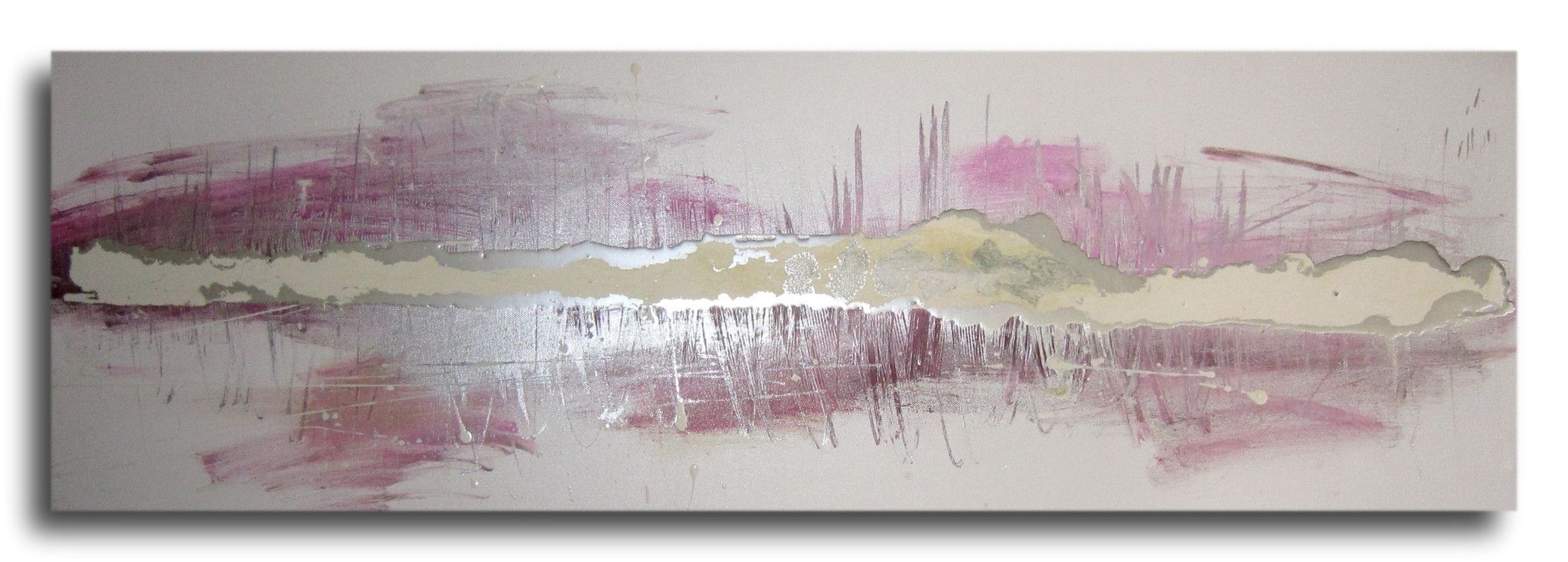 Most Recently Released Pink And White Wall Art Intended For Huge Abstract Canvas Painting Wall Art White Silver Pink (View 3 of 15)