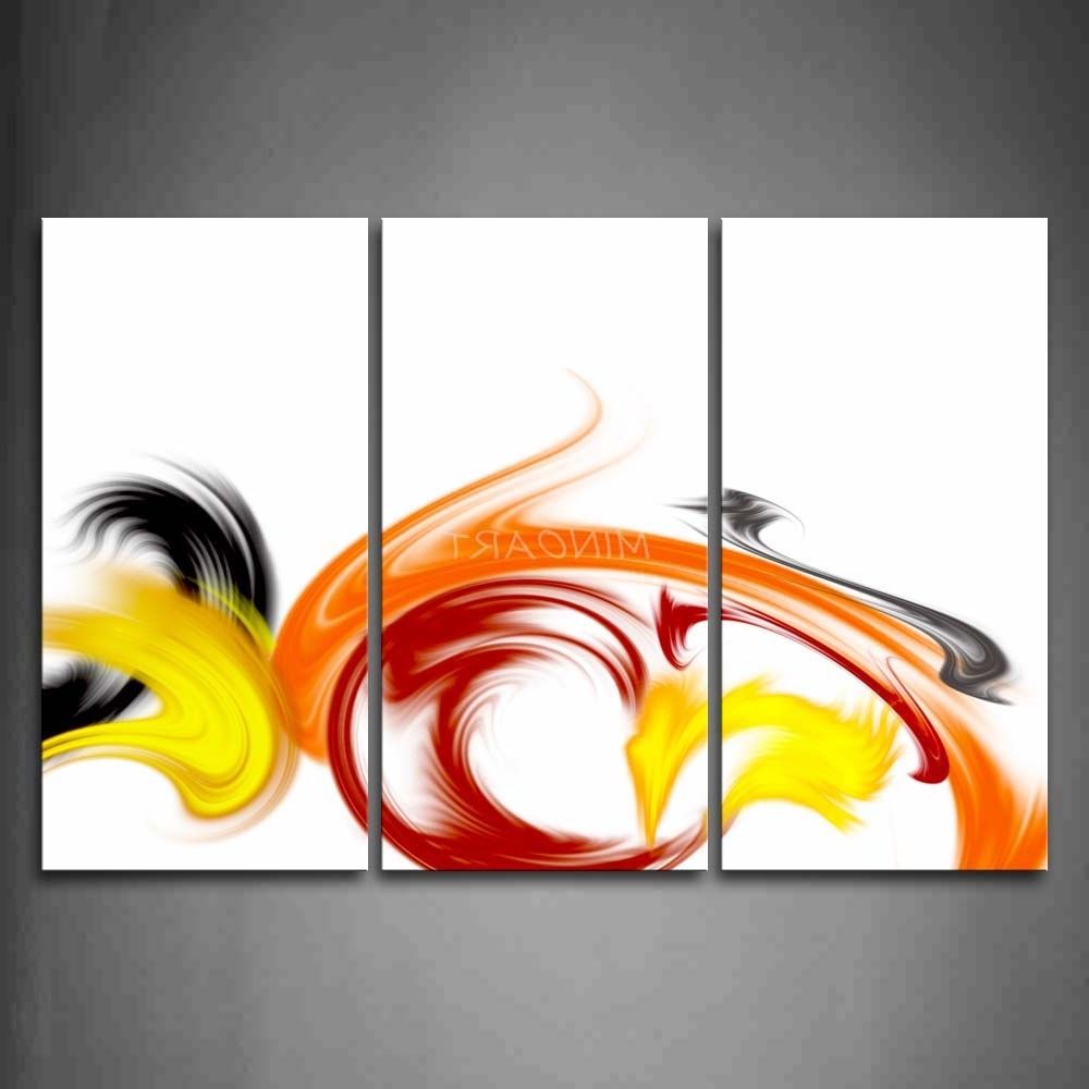 Most Recently Released Red And Yellow Wall Art Intended For 3 Piece Wall Art Painting Swirl Red Yellow Black White Background (View 1 of 15)
