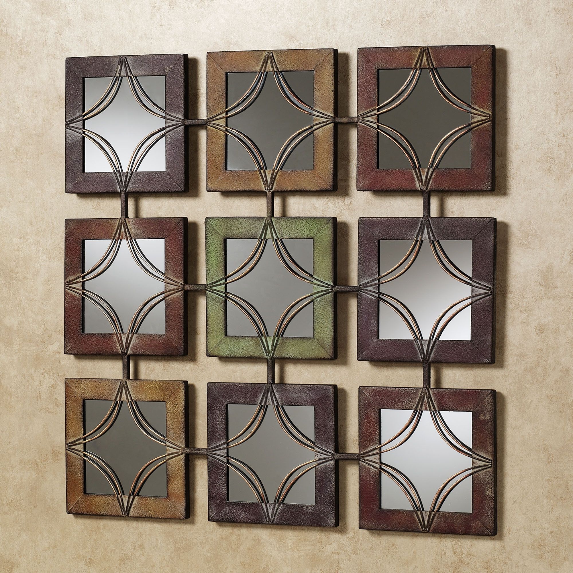 Most Recently Released Wall Art Decor: Domini Metal Mirrored Wall Art Textured Square Throughout Metal Framed Wall Art (View 3 of 15)