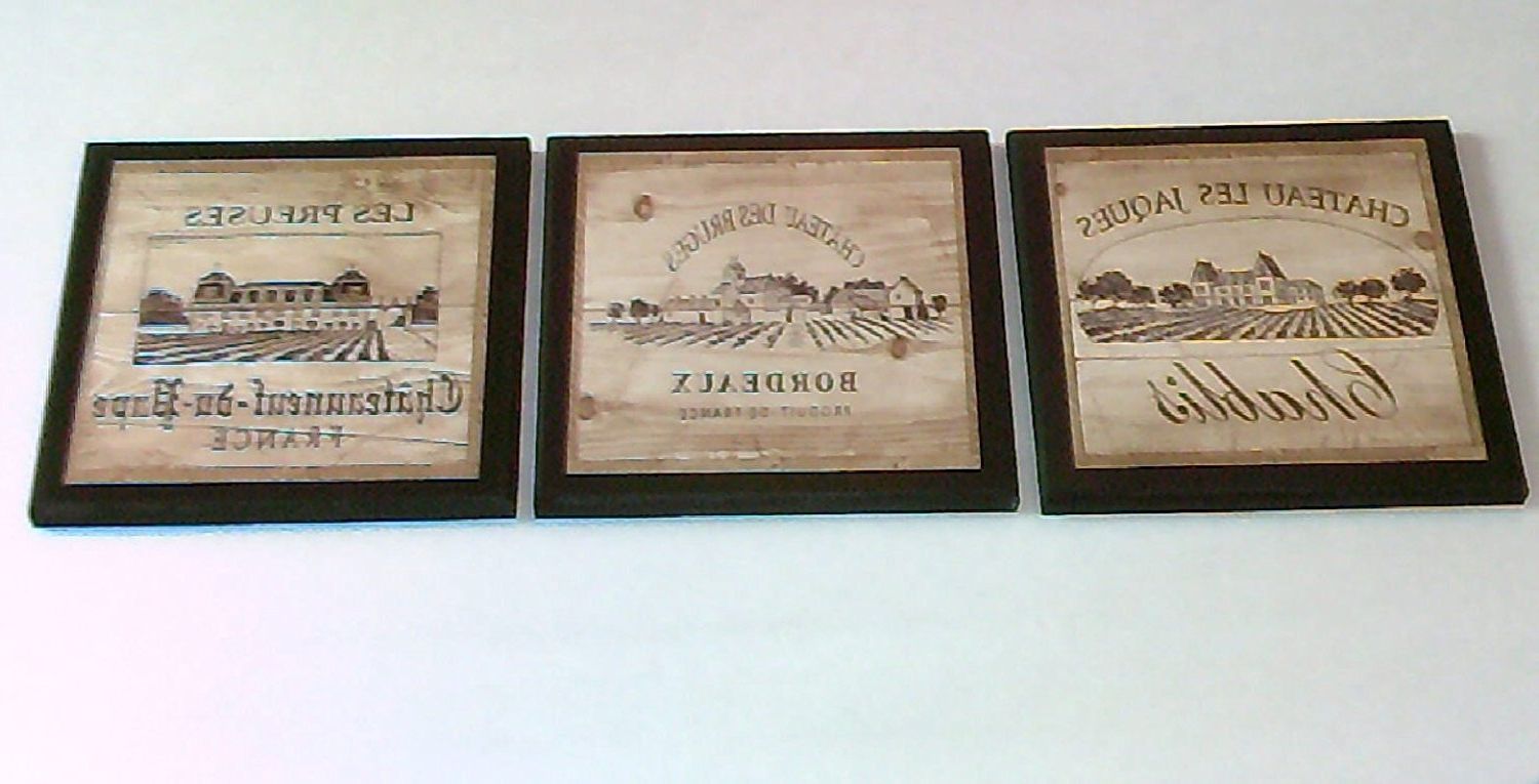 Most Up To Date Amazon: Wine Crate Style Plaques, 3 Piece Set, Kitchen Wall Throughout Italian Plaques Wall Art (View 5 of 15)