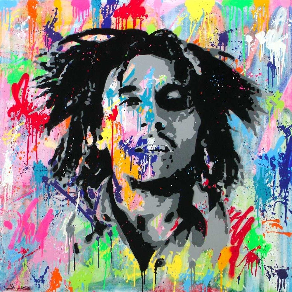 Most Up To Date Bob Marley Stencil & Spray Paint On Canvas From His "one In One Inside Bob Marley Canvas Wall Art (View 8 of 15)