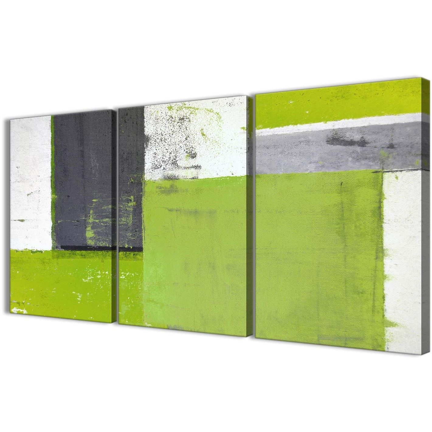 Most Up To Date Lime Green Wall Art With Lime Green Grey Abstract Painting Canvas Wall Art Print – Multi (View 2 of 15)