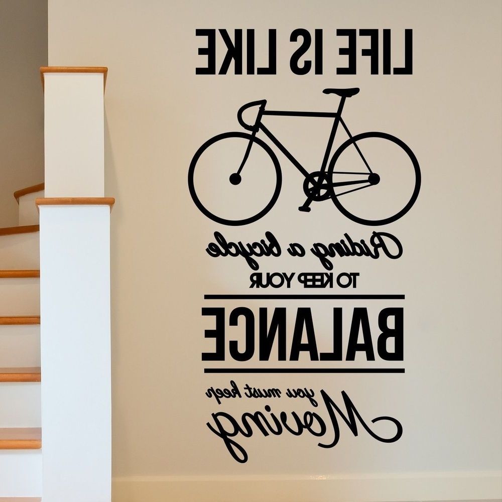 Motivational Bike Inspirational Moving Wall Art Sticker Decal Home Intended For Popular Large Inspirational Wall Art (View 1 of 15)