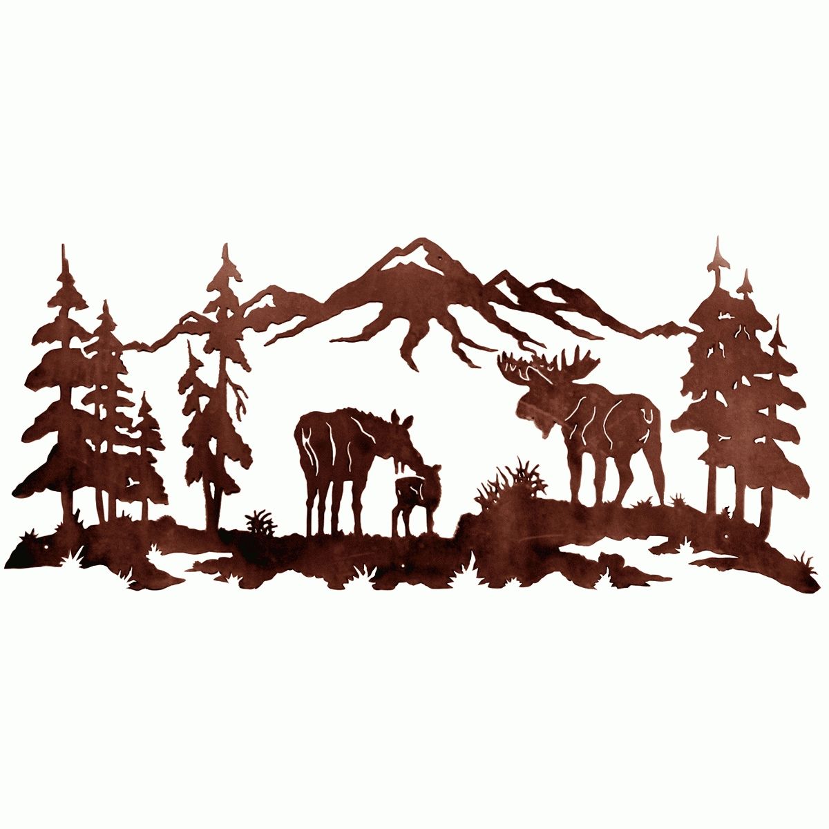 Mountain Scene Metal Wall Art Throughout 2018 Moose Family Metal Wall Art (View 14 of 15)