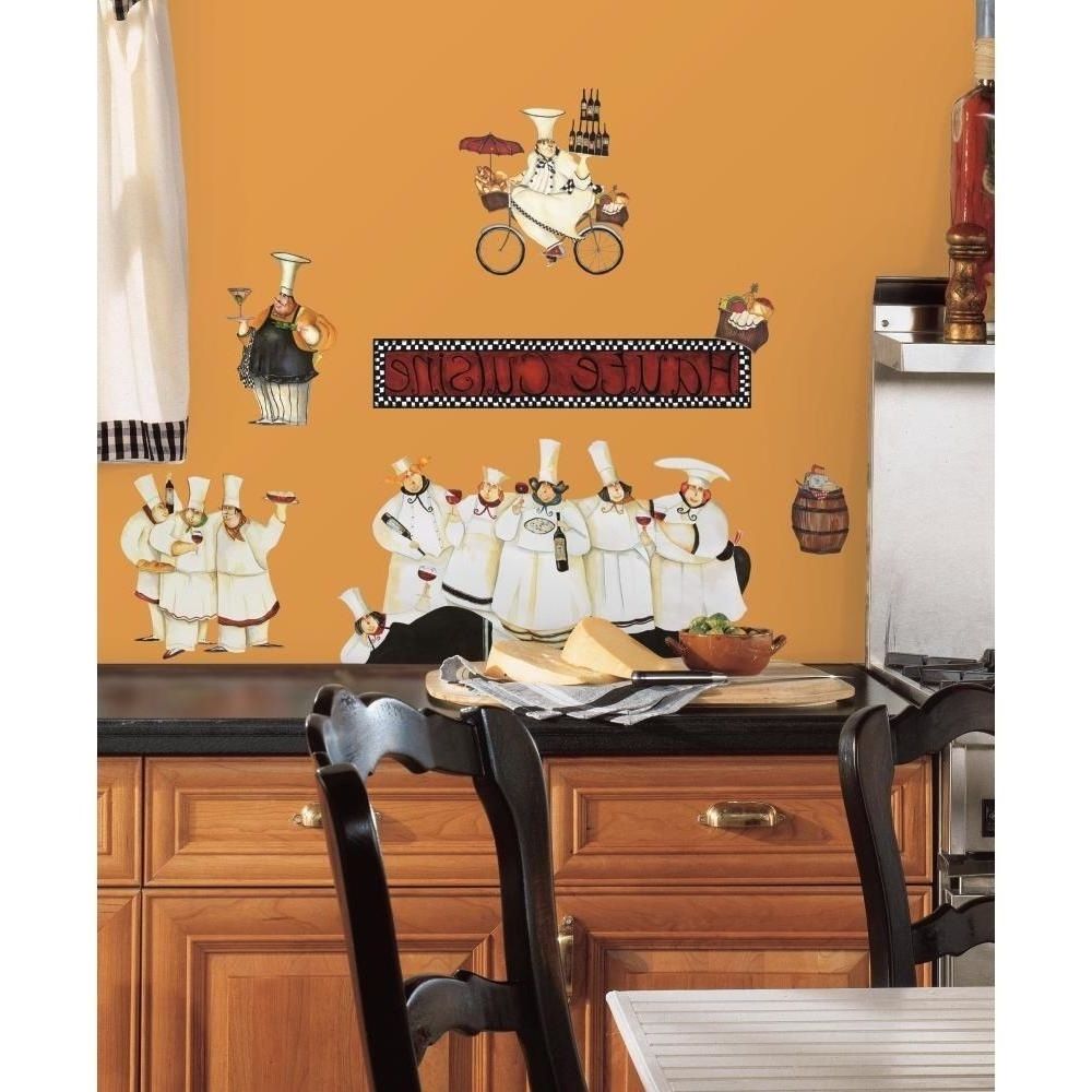 New Italian Fat Chefs Peel & Stick Wall Decals Kitchen Bistro Cafe Pertaining To Popular Italian Bistro Wall Art (View 4 of 15)