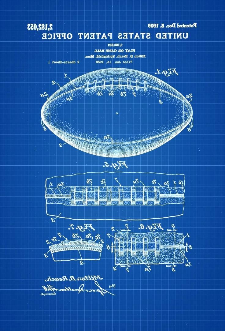 Newest Lacrosse Wall Art Pertaining To Wall Arts ~ Football Ball Patent Patent Print Wall Decor Football (View 1 of 15)